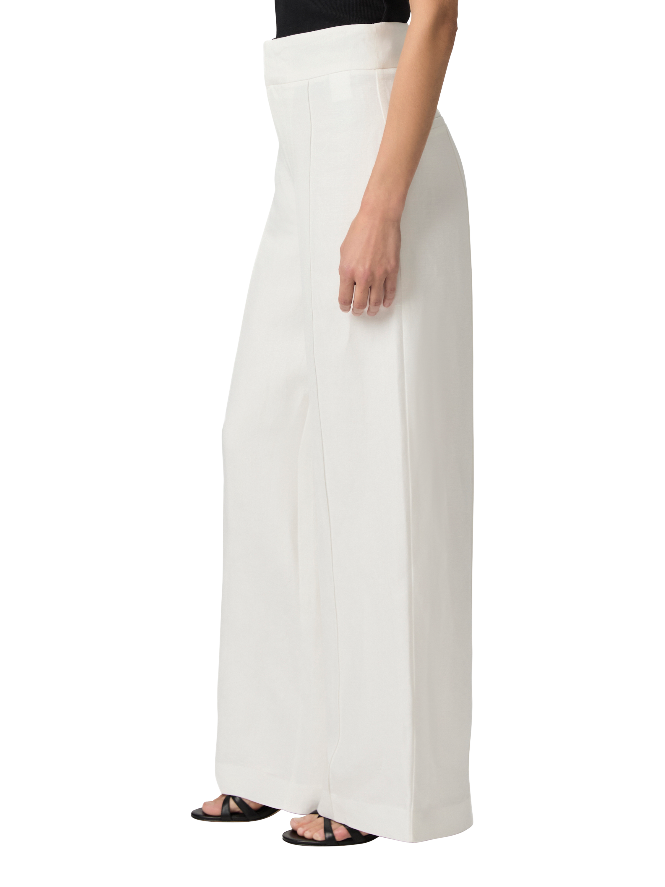 Product image 3 of 4, which shows PAIGE Greyson Linen Blend Wide Leg Trousers, White, 6