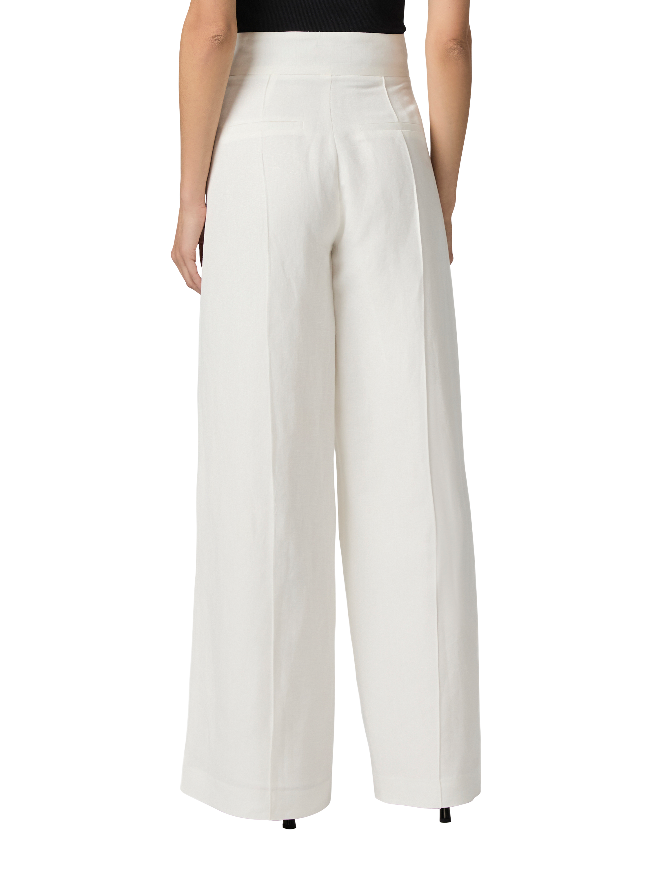 Product image 4 of 4, which shows PAIGE Greyson Linen Blend Wide Leg Trousers, White, 6