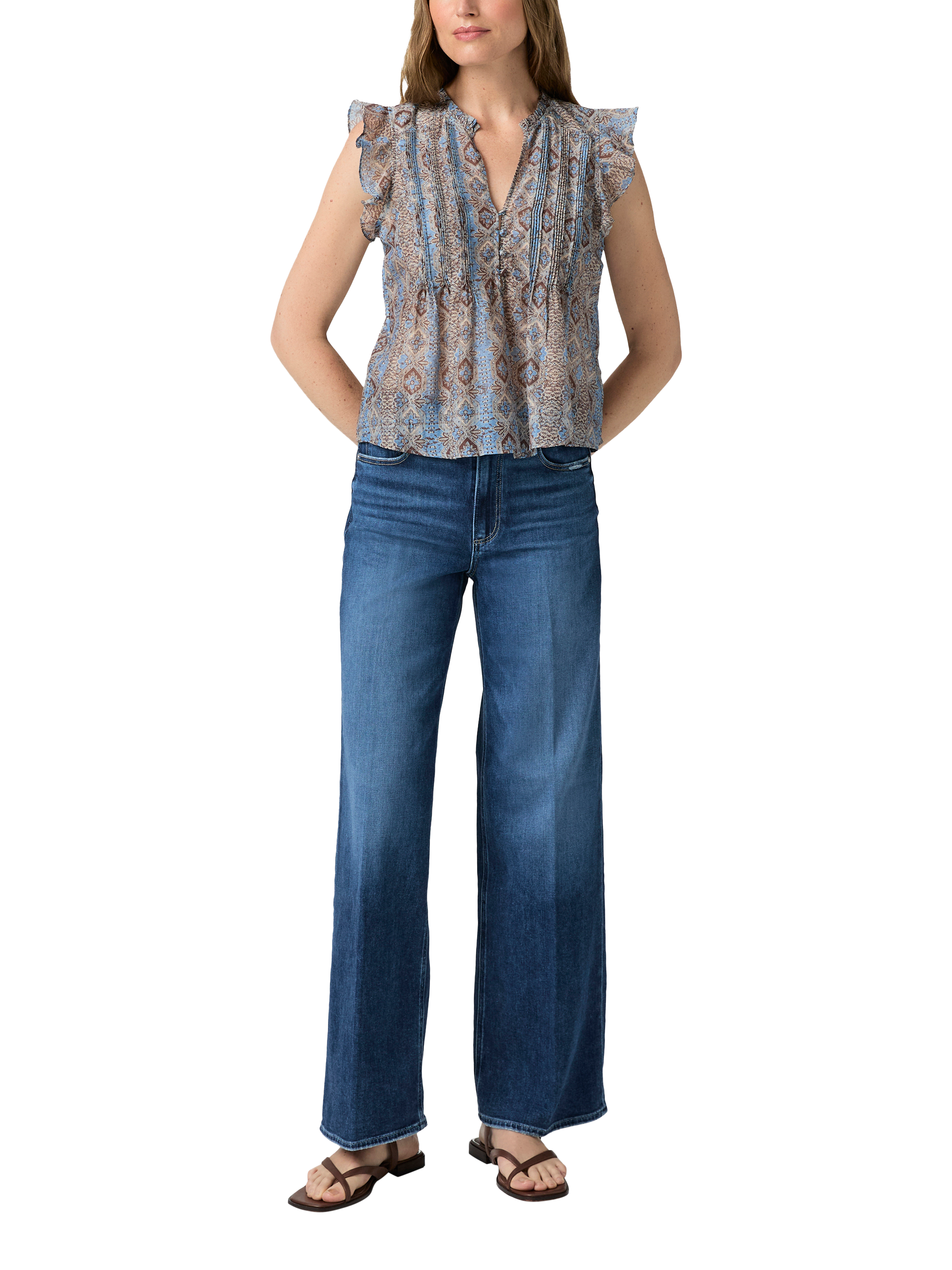 Product image 2 of 4, which shows PAIGE Idris Batik Print Cotton Silk Blend Tank Top, Multi, XS