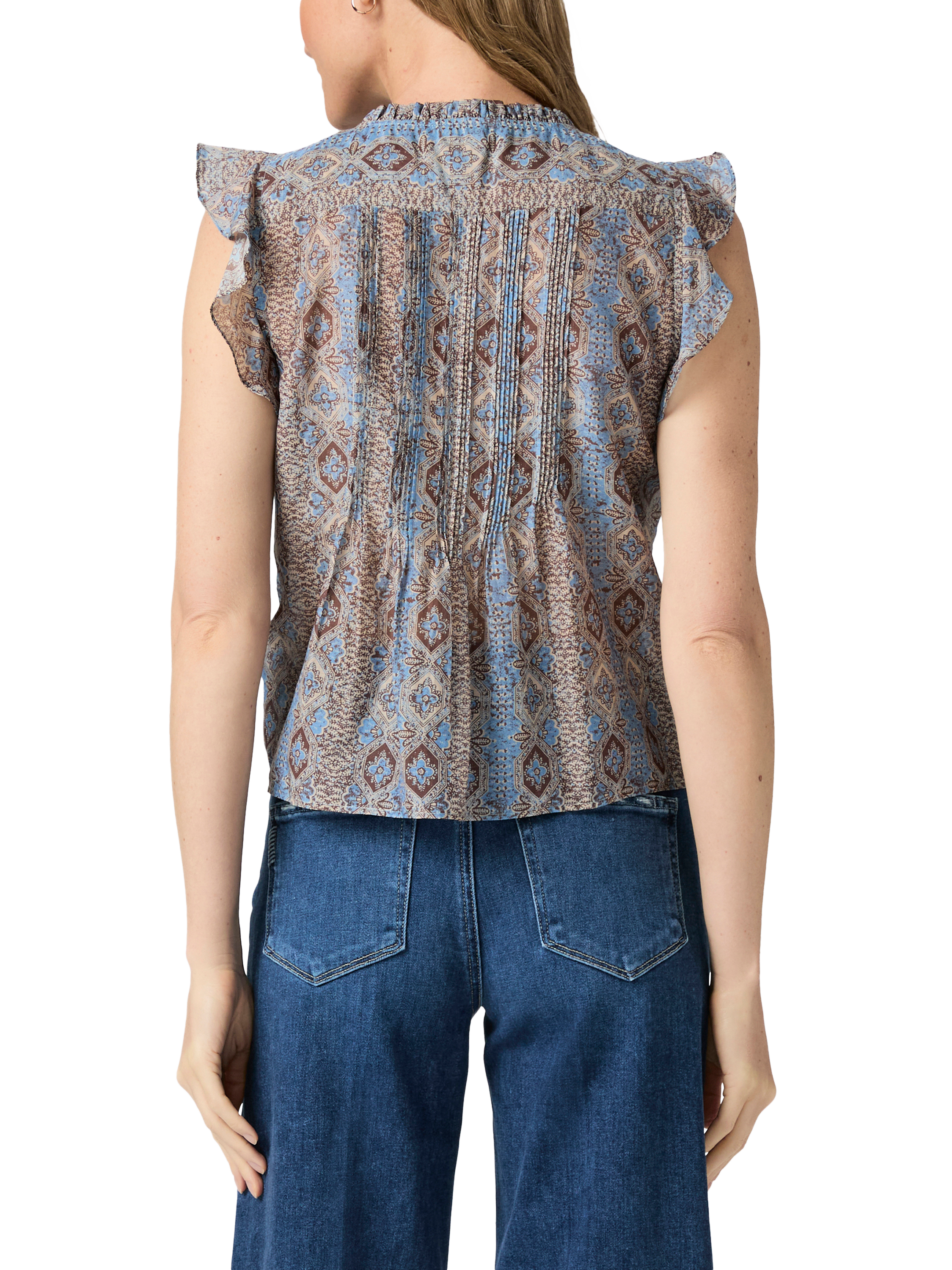 Product image 4 of 4, which shows PAIGE Idris Batik Print Cotton Silk Blend Tank Top, Multi, XS
