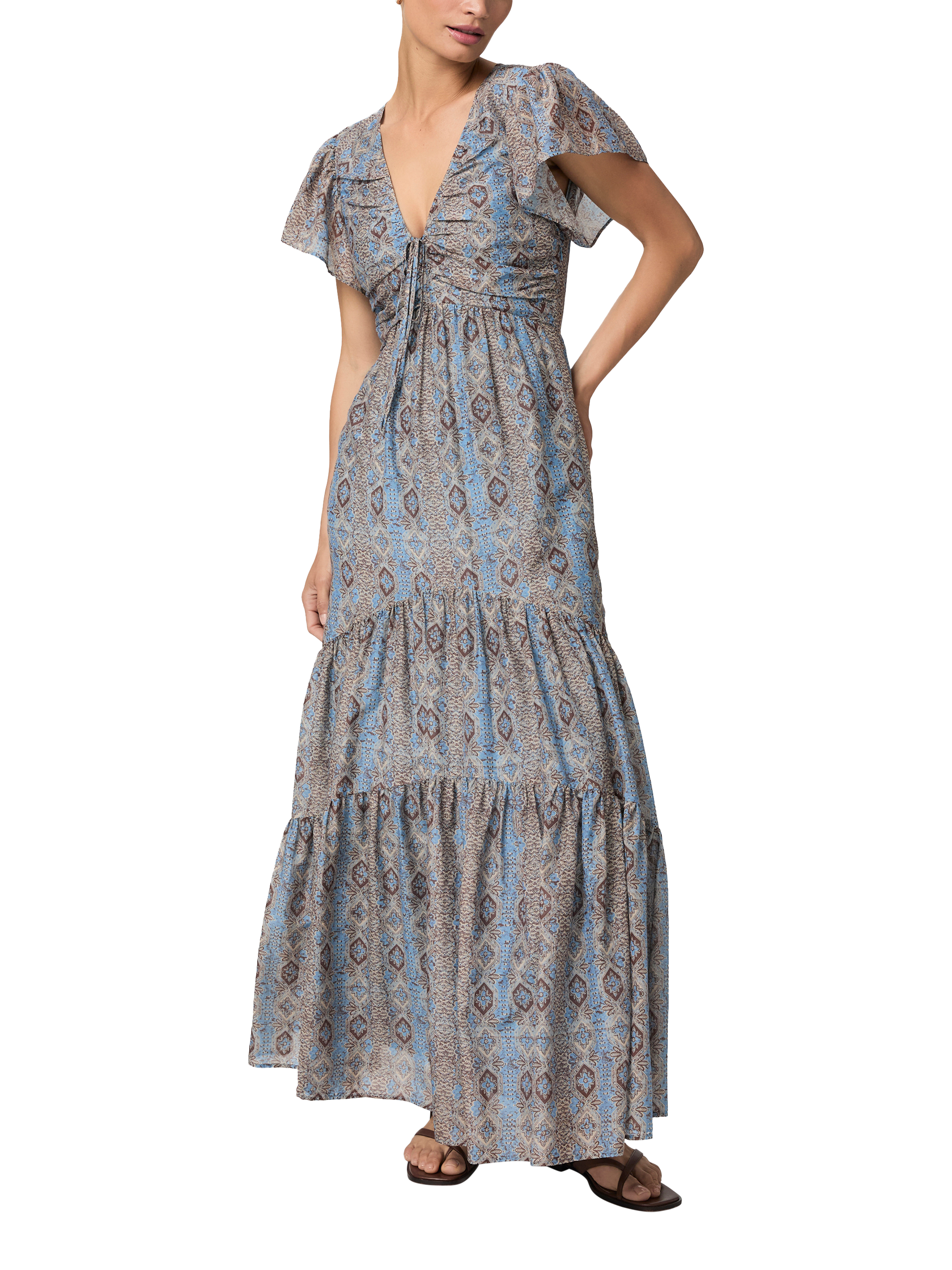 Product image 1 of 4, which shows PAIGE Kinga Dress, Slate Blue Multi, 6