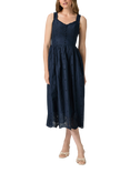 PAIGE Riesling Scallop Hem Midi Dress, Navy