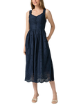 PAIGE Riesling Scallop Hem Midi Dress, Navy