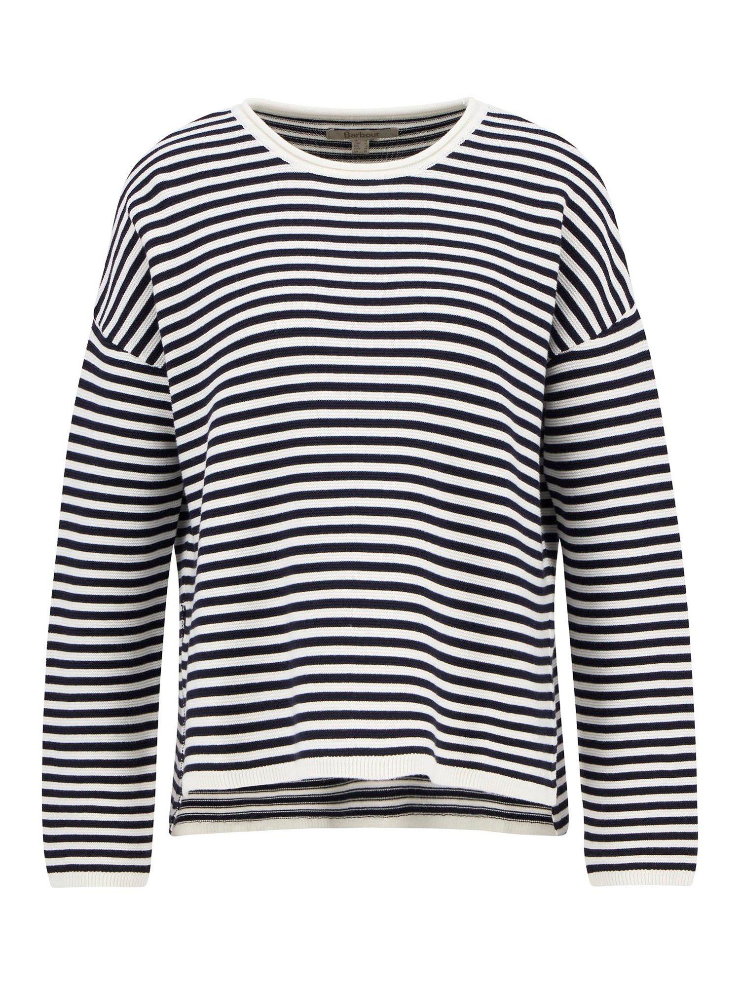 Product image 4 of 6, which shows Barbour Marine Textured Stitch Jumper, Navy Stripe, 8