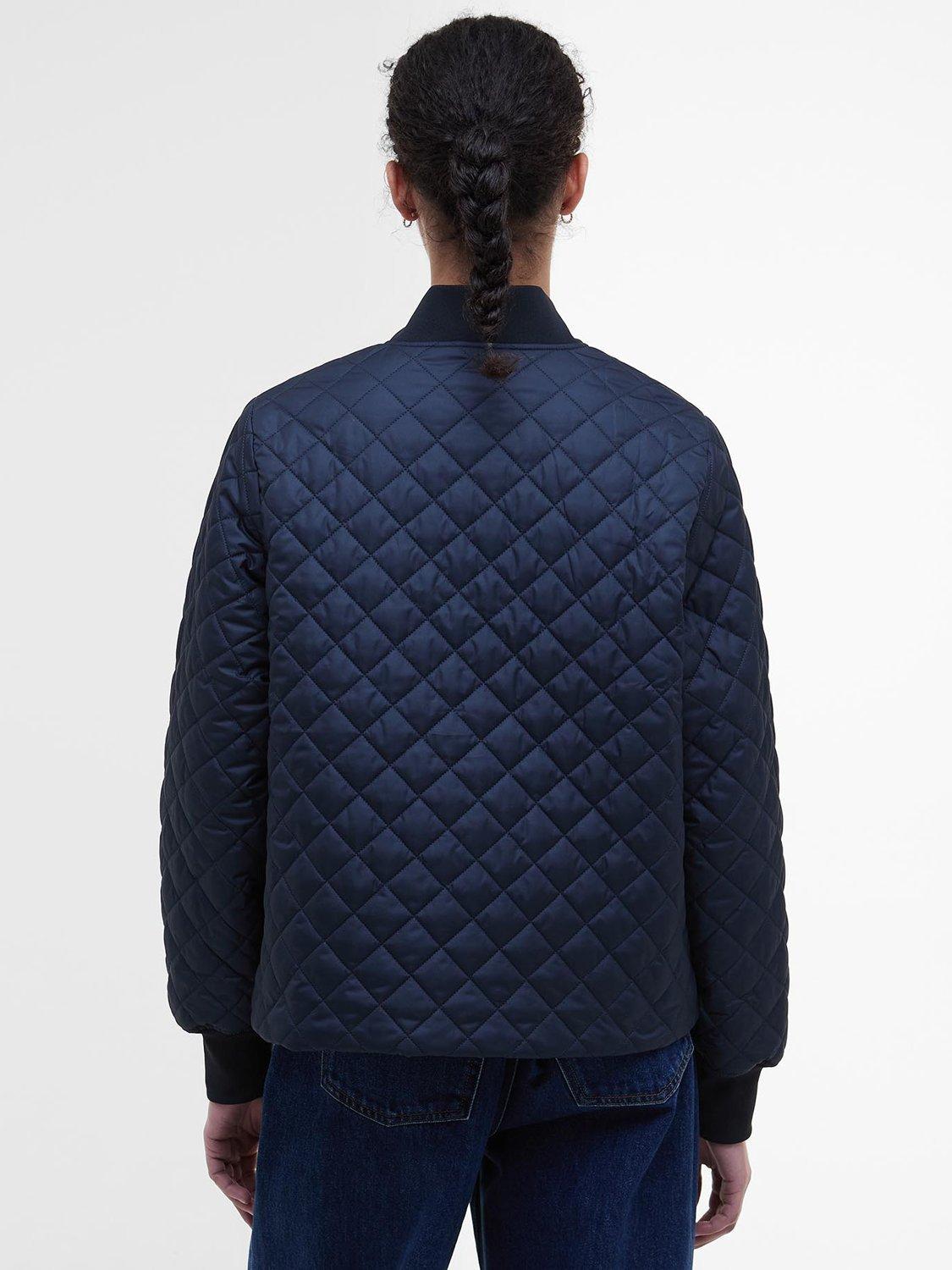 Product image 2 of 6, which shows Barbour Reyna Quilted Bomber Jacket, Dark Navy, 8