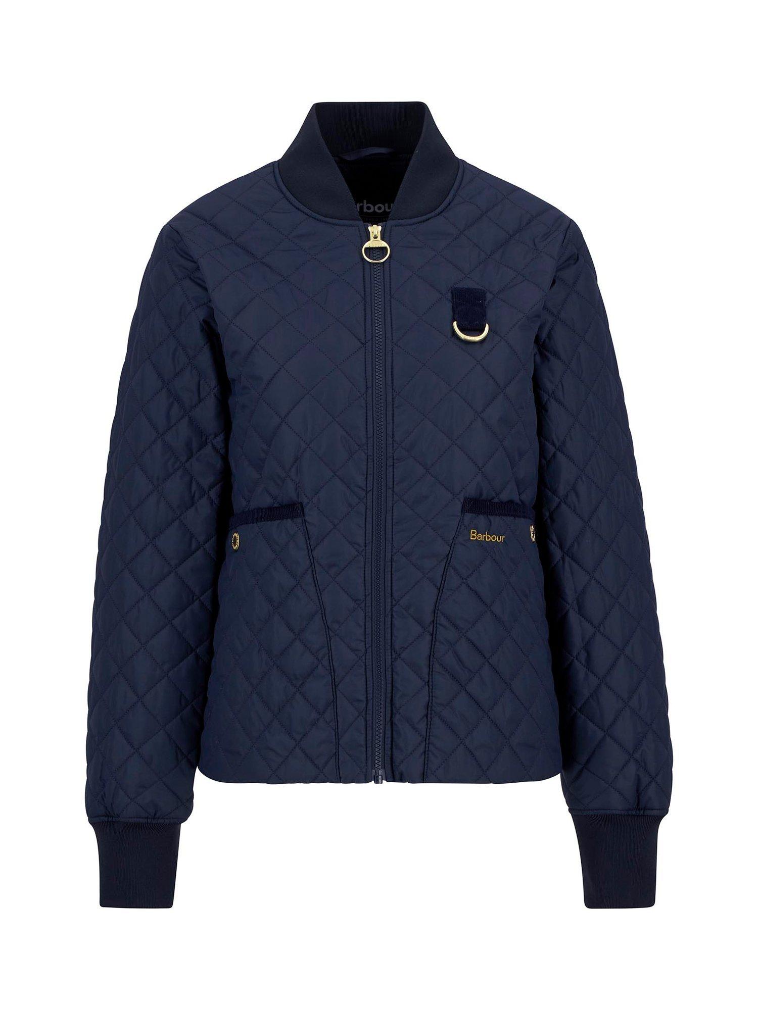 Product image 4 of 6, which shows Barbour Reyna Quilted Bomber Jacket, Dark Navy, 8