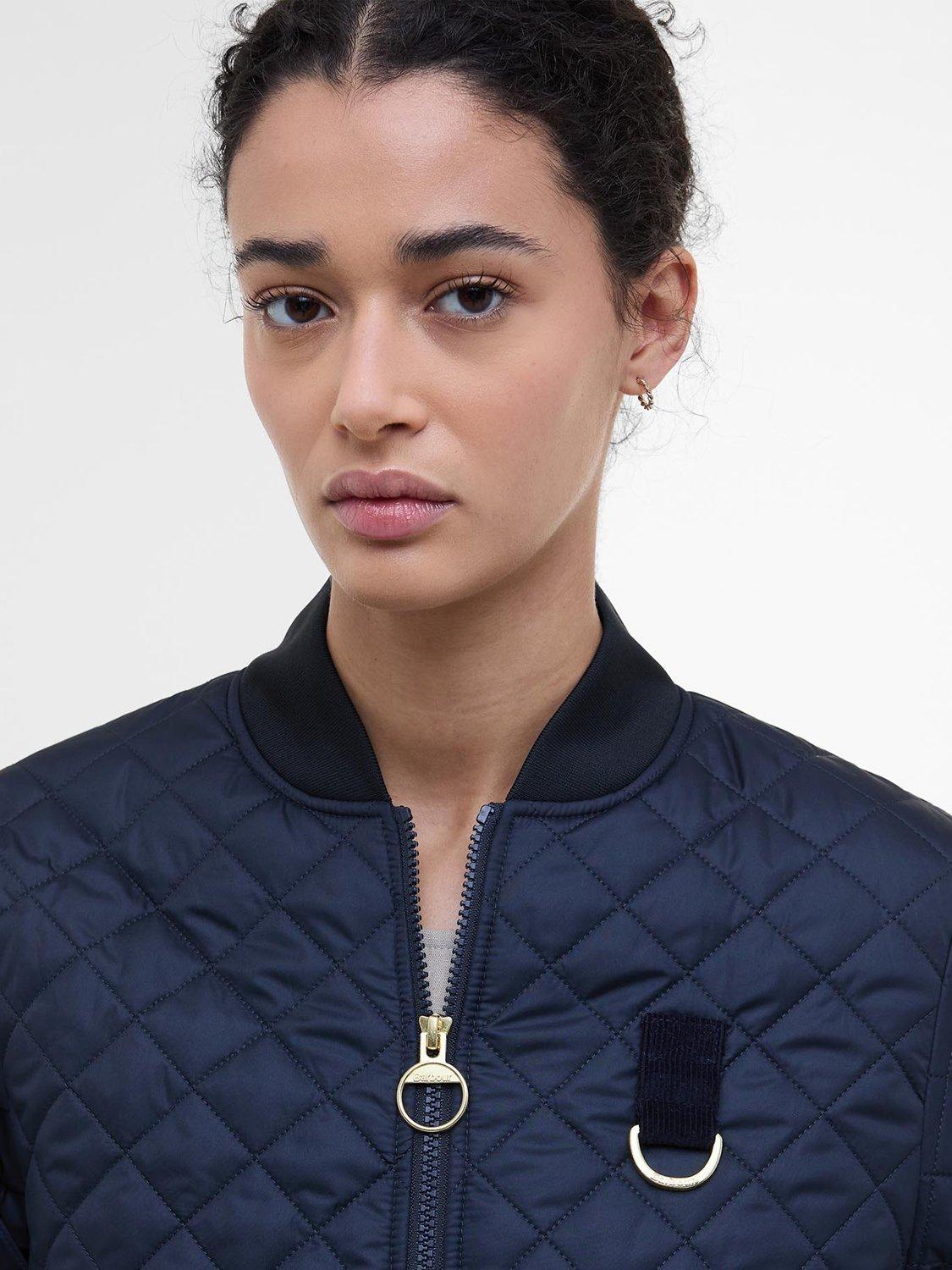 Product image 5 of 6, which shows Barbour Reyna Quilted Bomber Jacket, Dark Navy, 8