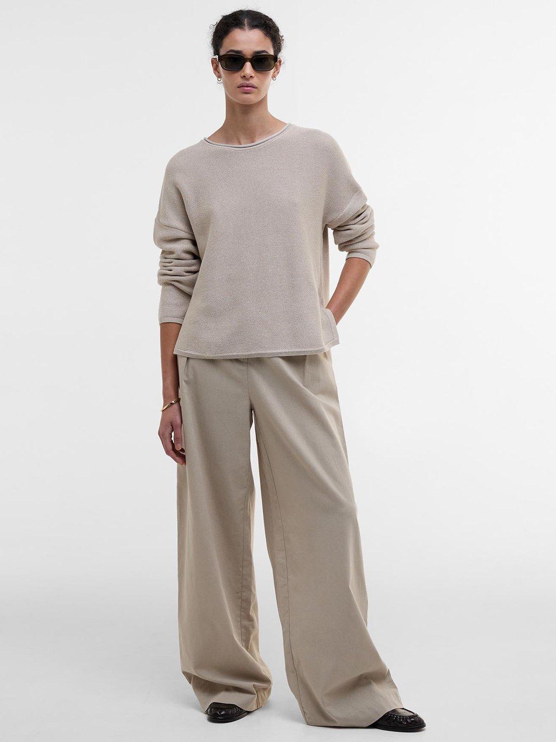 Product image 3 of 7, which shows Barbour Marine Textured Stitch Jumper, Light Sand, 8