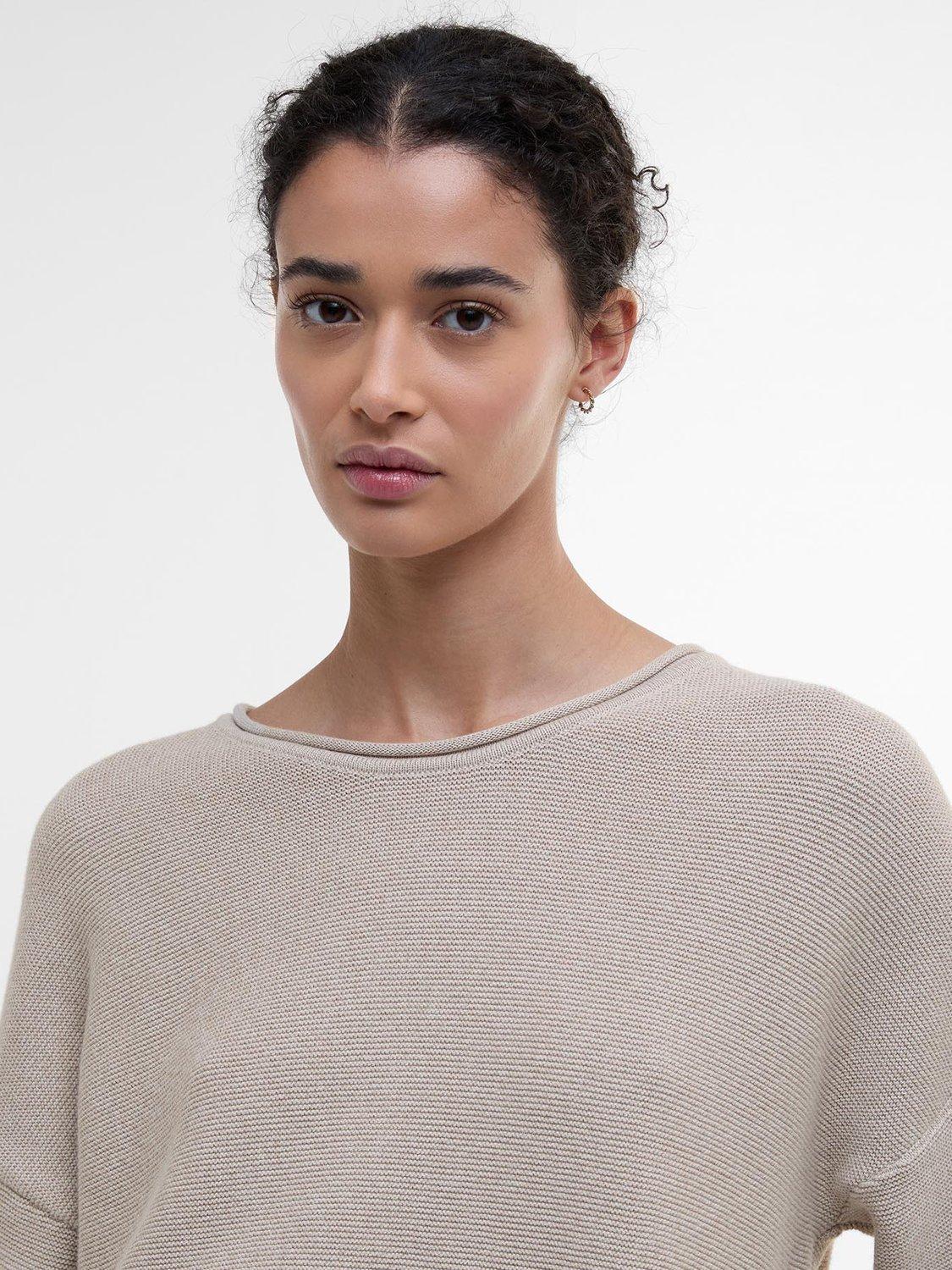 Product image 5 of 7, which shows Barbour Marine Textured Stitch Jumper, Light Sand, 8