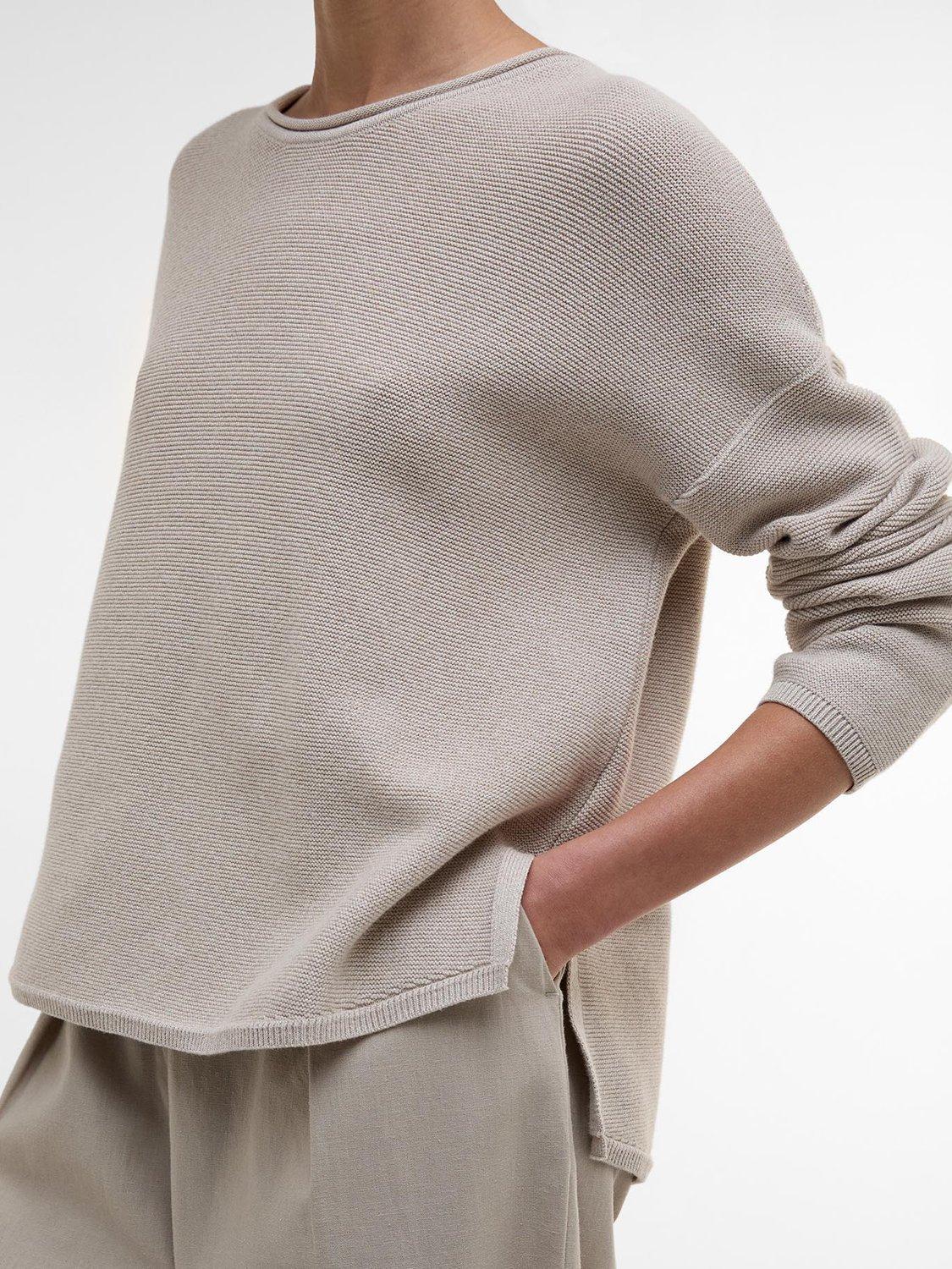 Product image 6 of 7, which shows Barbour Marine Textured Stitch Jumper, Light Sand, 8