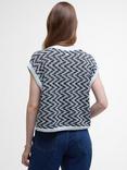 Barbour Olivia Zig Zag Button Knit Top, Cloud/Navy