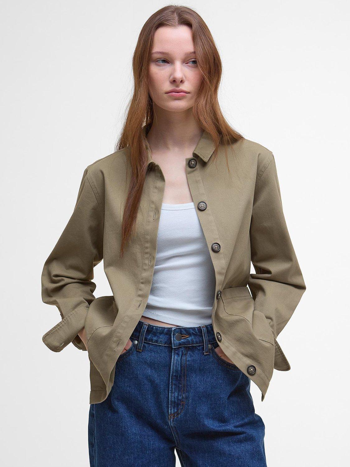 Product image 1 of 7, which shows Barbour Lyndale Overshirt, Dusky Green, 8