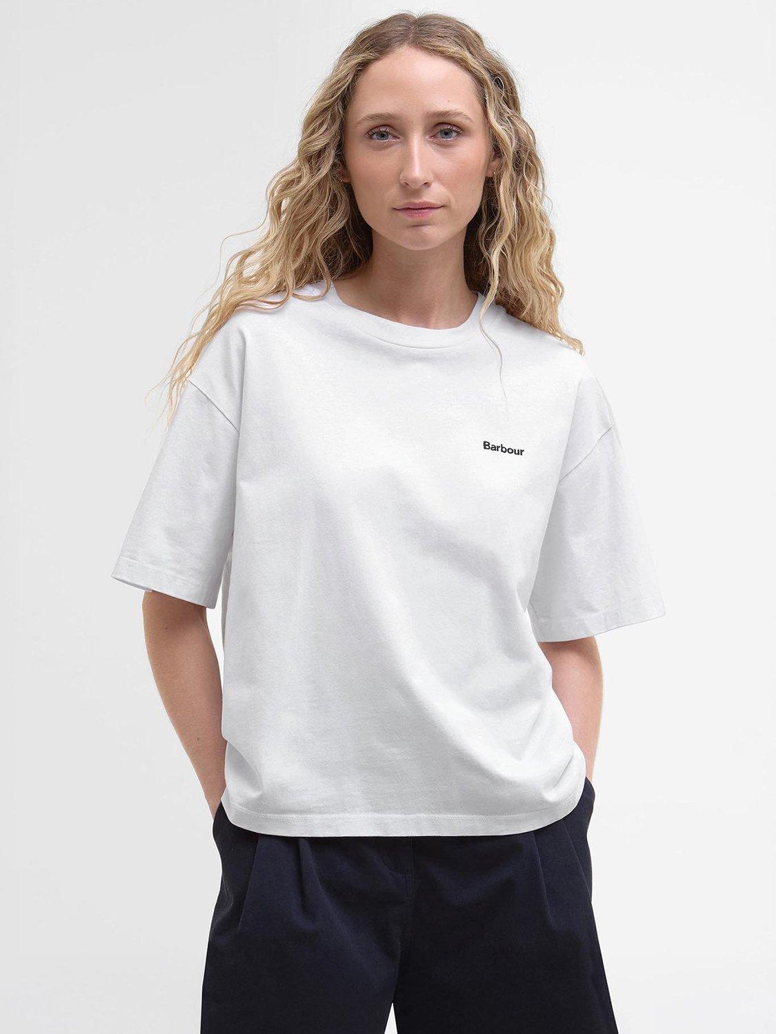 Product image 1 of 7, which shows Barbour Jema Logo T-Shirt, White, 8