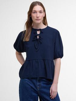 Barbour Louise Peplum Blouse, Navy, Navy