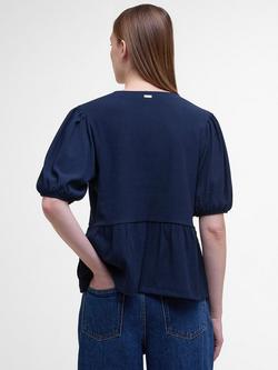 Barbour Louise Peplum Blouse, Navy - view 2, Navy
