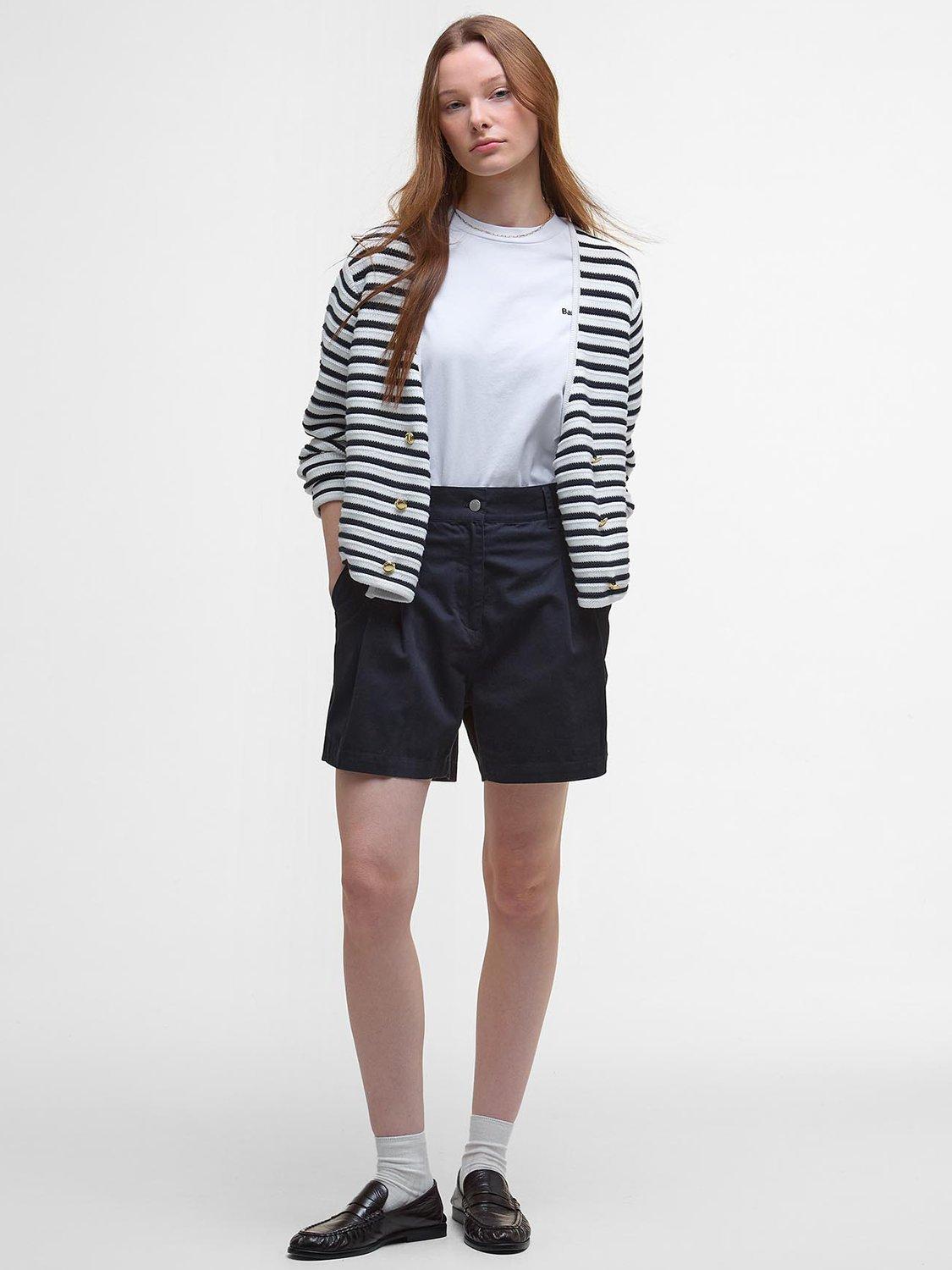 Product image 1 of 6, which shows Barbour Cecile Side Adjuster Shorts, Navy, 8