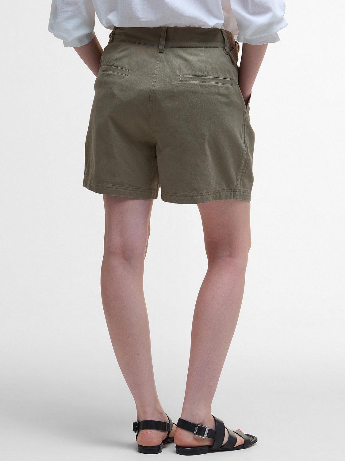 Product image 2 of 6, which shows Barbour Cecile Side Adjuster Shorts, Dusky Green, 8