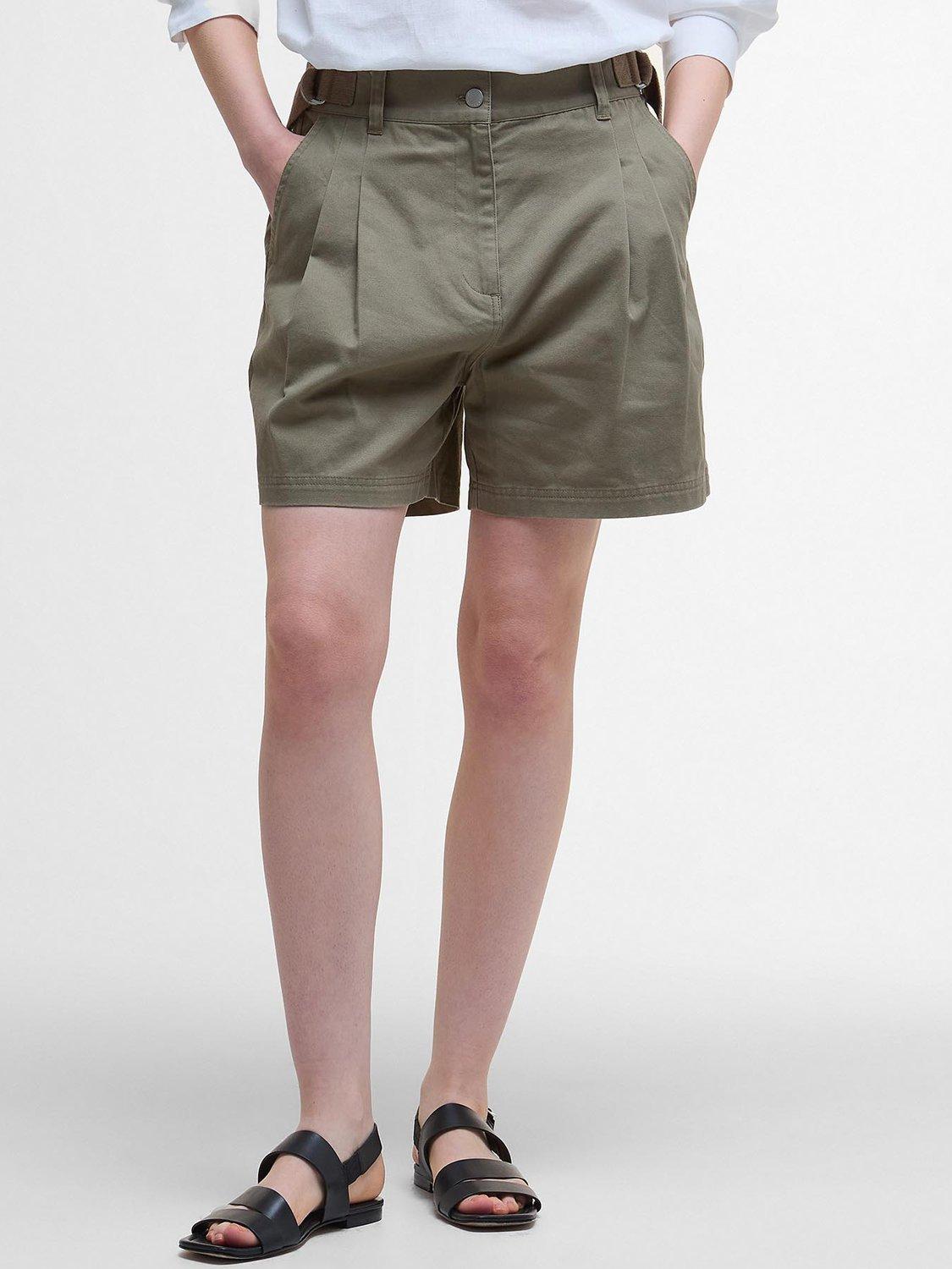 Product image 3 of 6, which shows Barbour Cecile Side Adjuster Shorts, Dusky Green, 8