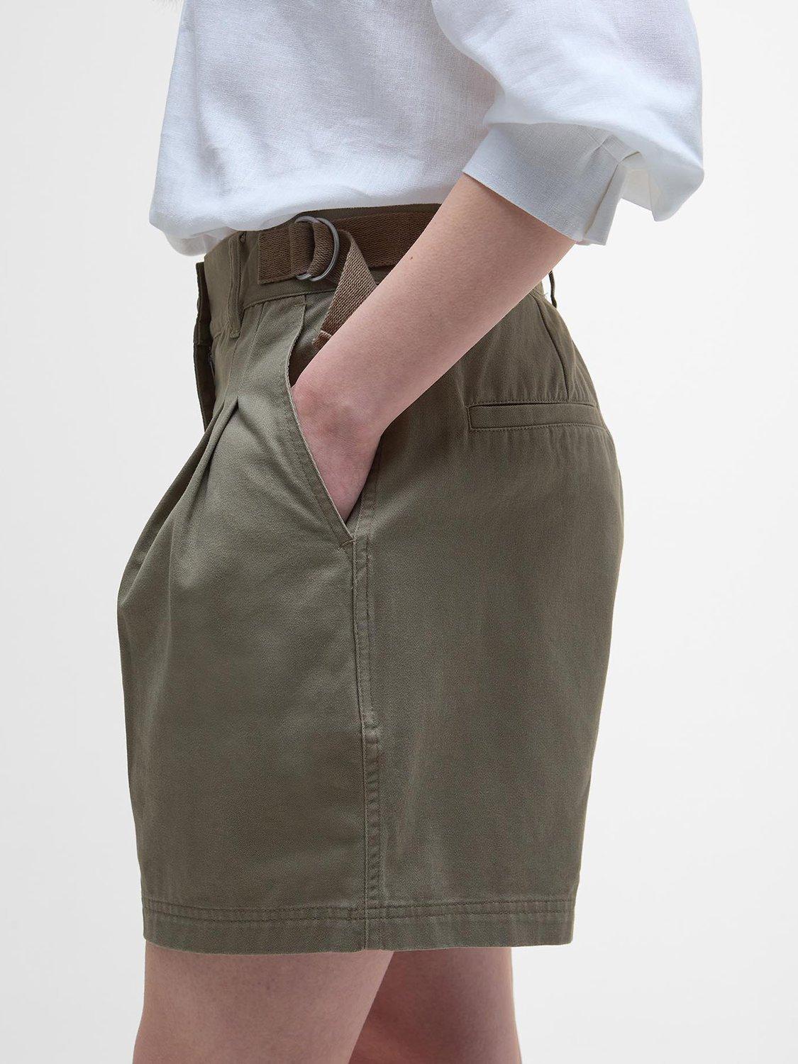 Product image 5 of 6, which shows Barbour Cecile Side Adjuster Shorts, Dusky Green, 8