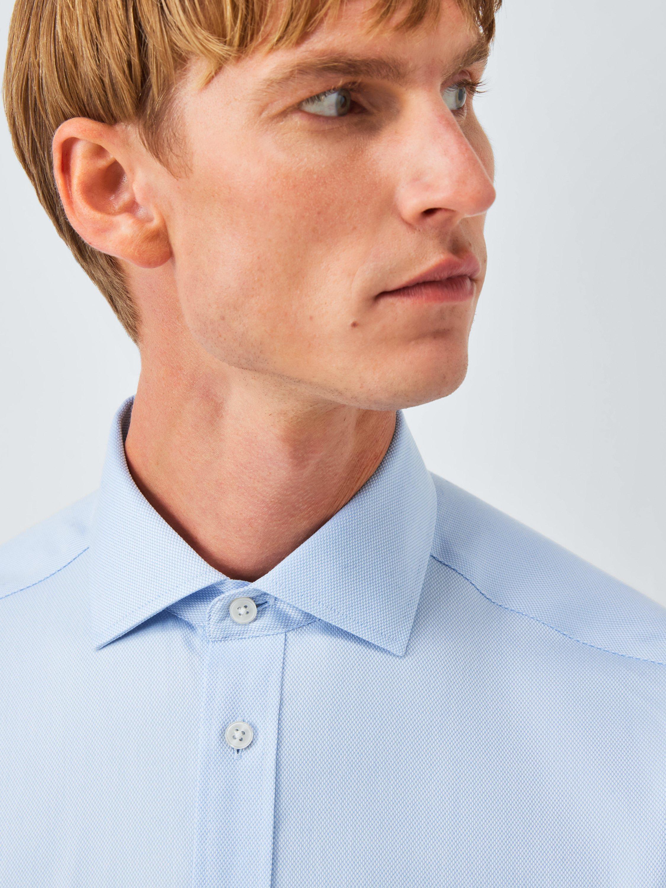 Product image 5 of 7, which shows John Lewis Regular Fit Dobby Shirt, Light Blue, 15R