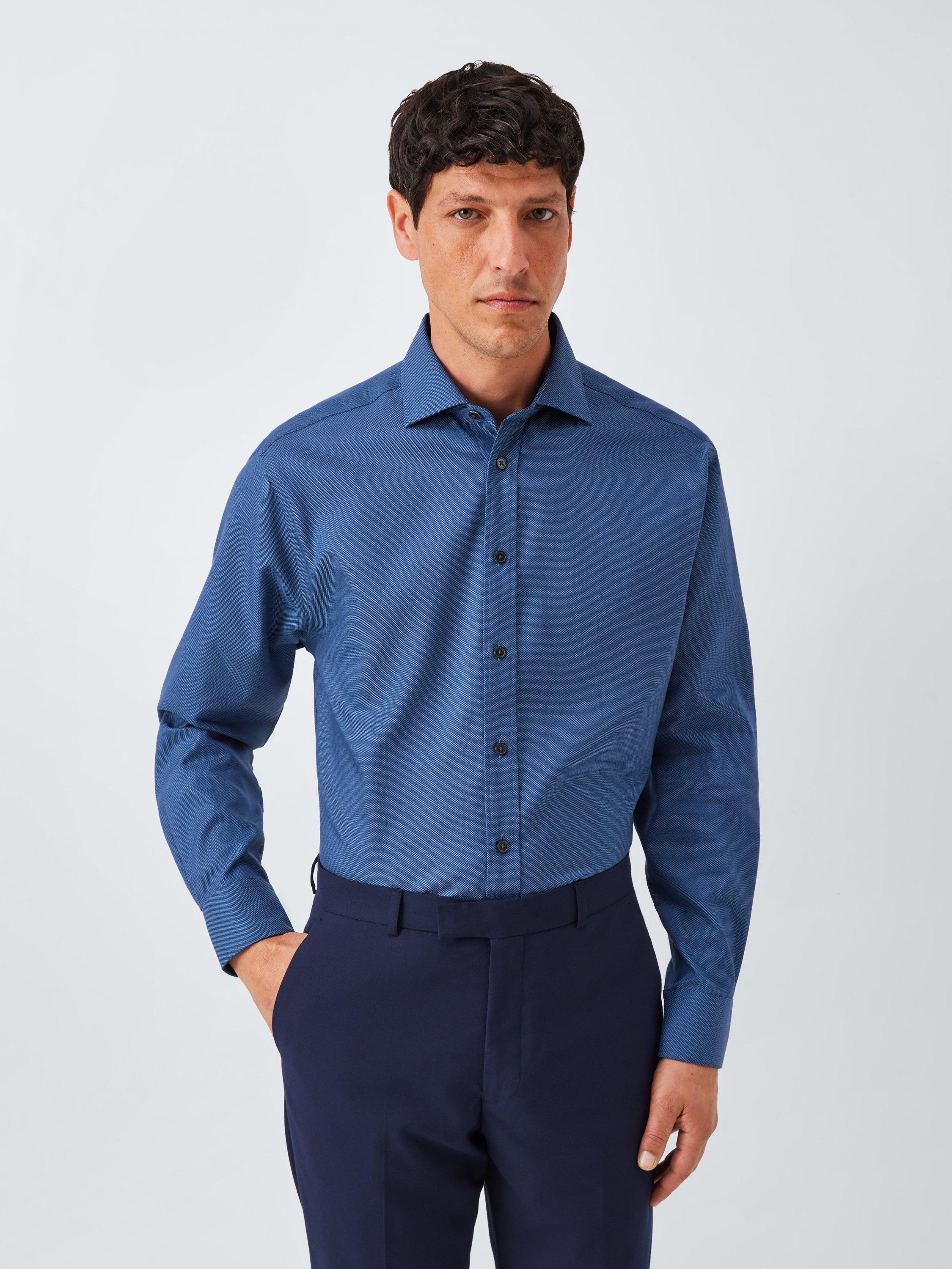 Product image 1 of 7, which shows John Lewis Regular Fit Dobby Shirt, Blue, 15R