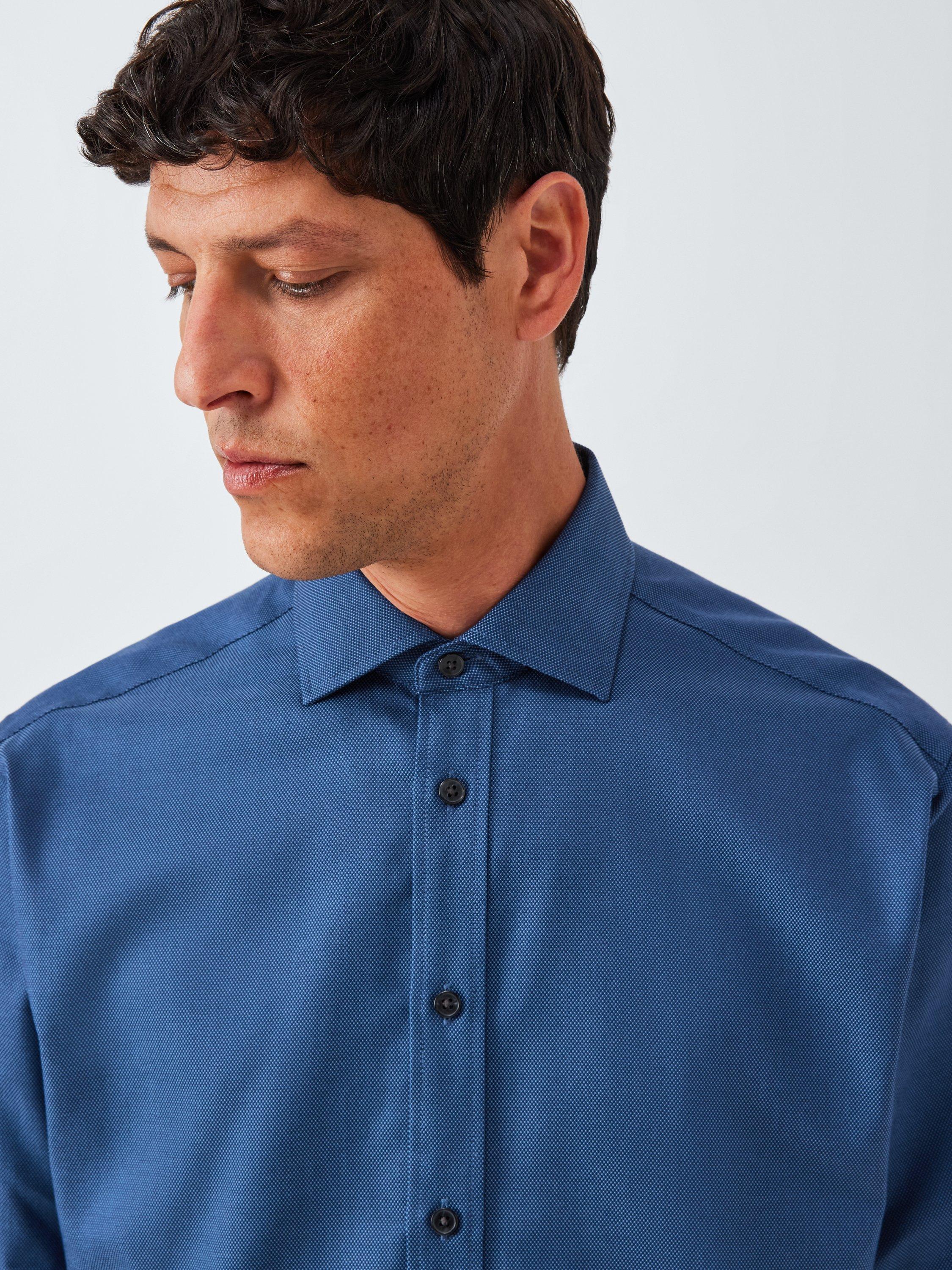 Product image 5 of 7, which shows John Lewis Regular Fit Dobby Shirt, Blue, 15R