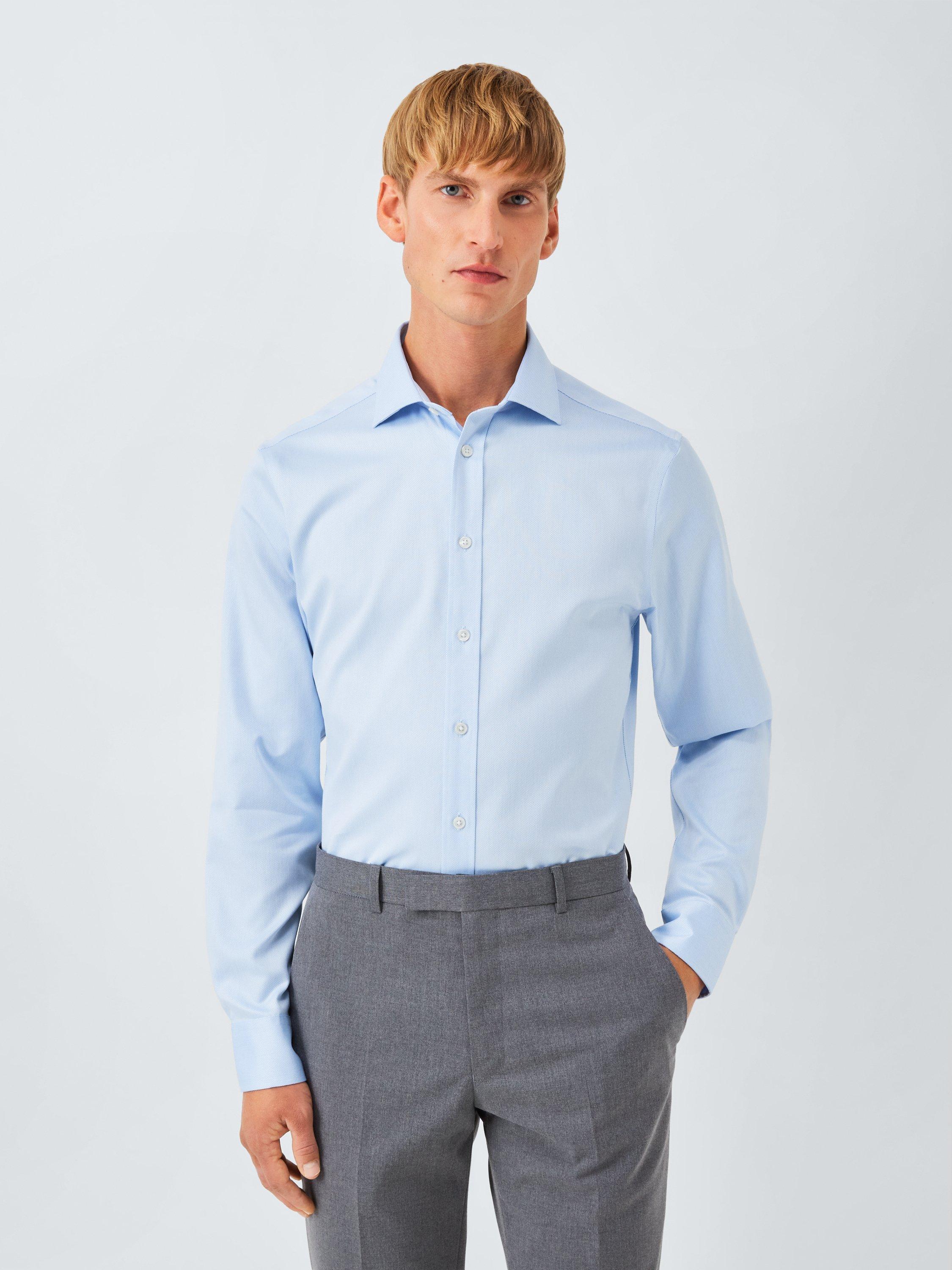 Product image 1 of 7, which shows John Lewis Slim Fit Dobby Shirt, Blue, 14.5/R