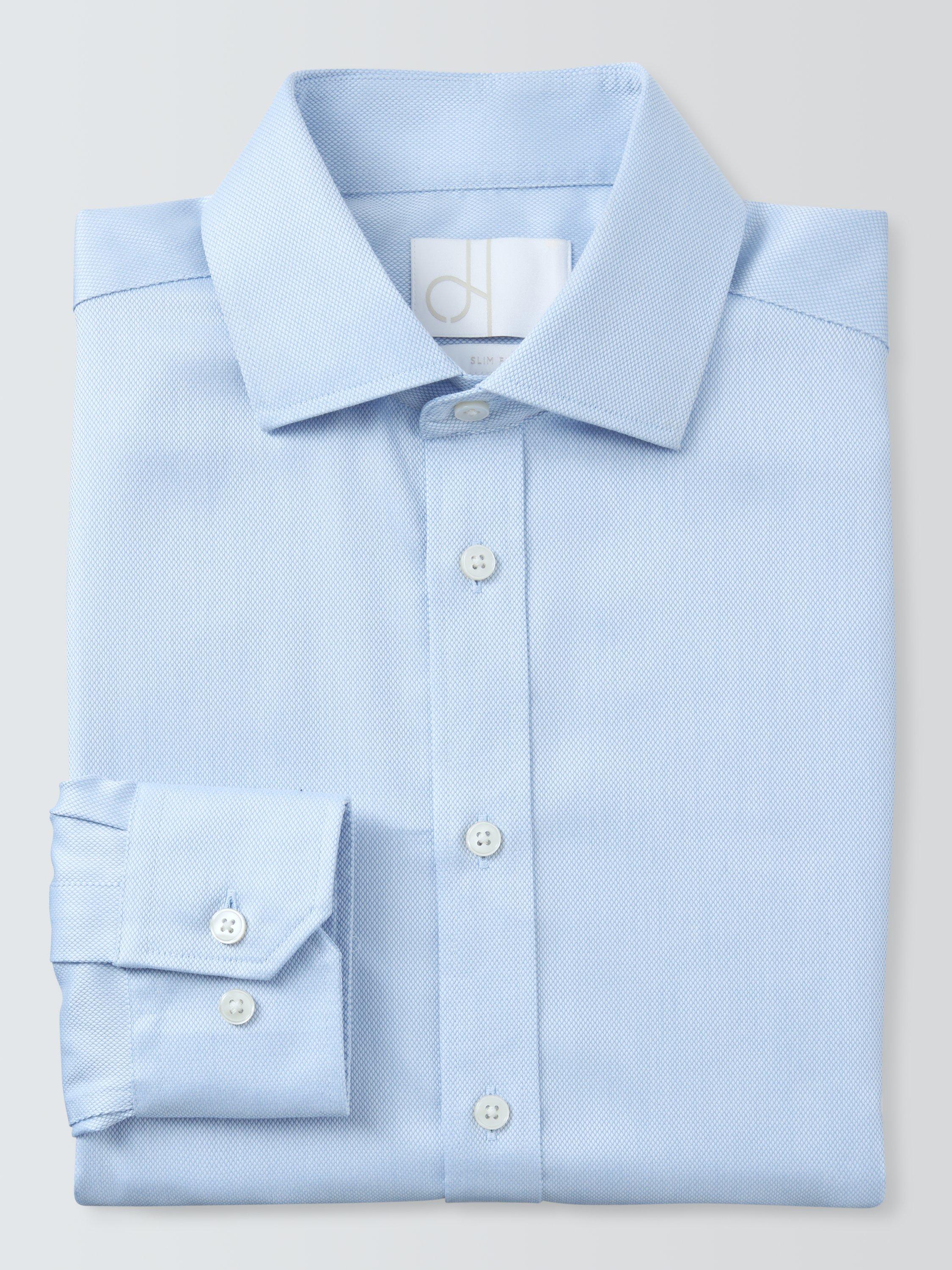 Product image 6 of 7, which shows John Lewis Slim Fit Dobby Shirt, Blue, 14.5/R