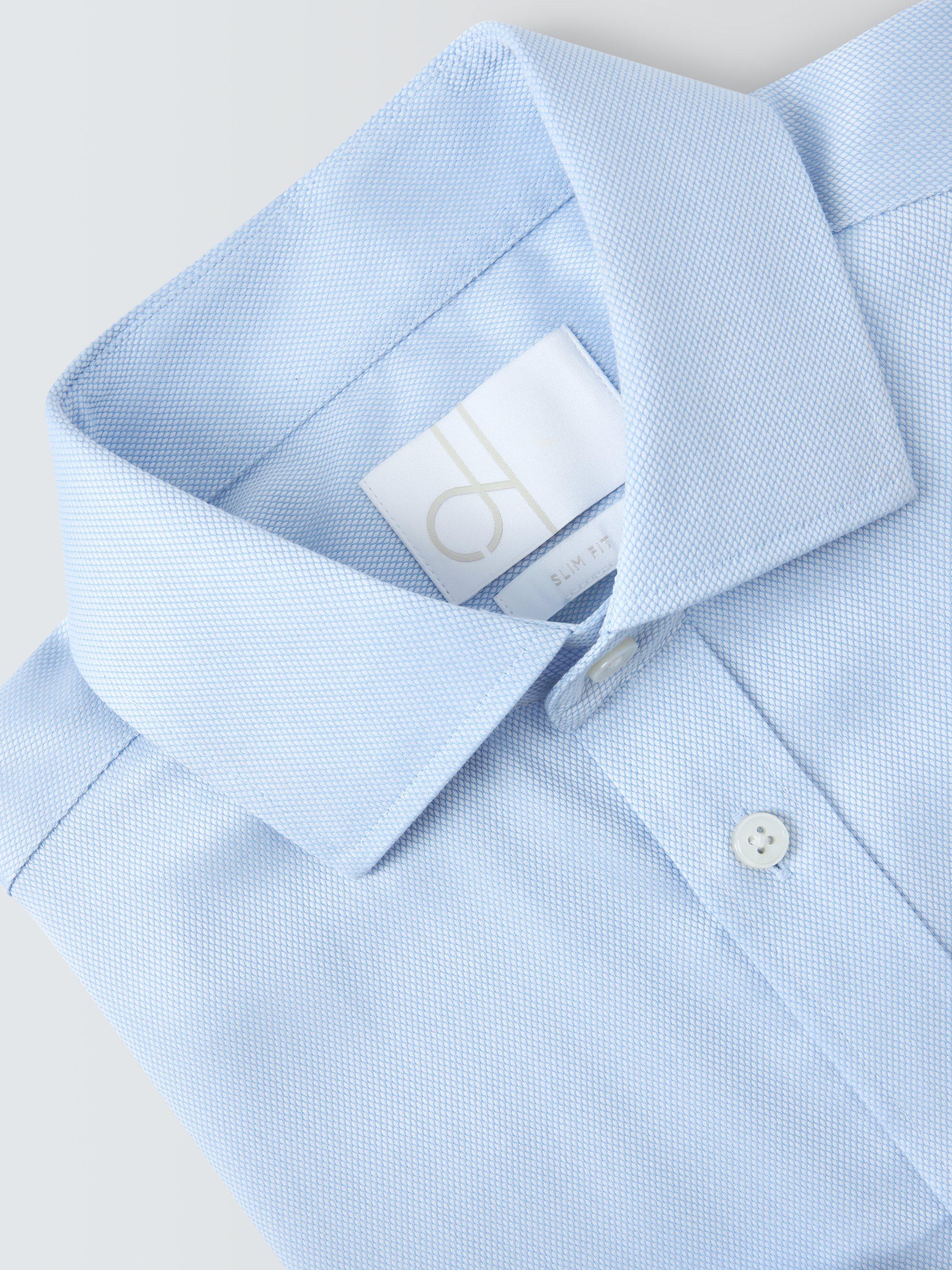 Product image 7 of 7, which shows John Lewis Slim Fit Dobby Shirt, Blue, 14.5/R