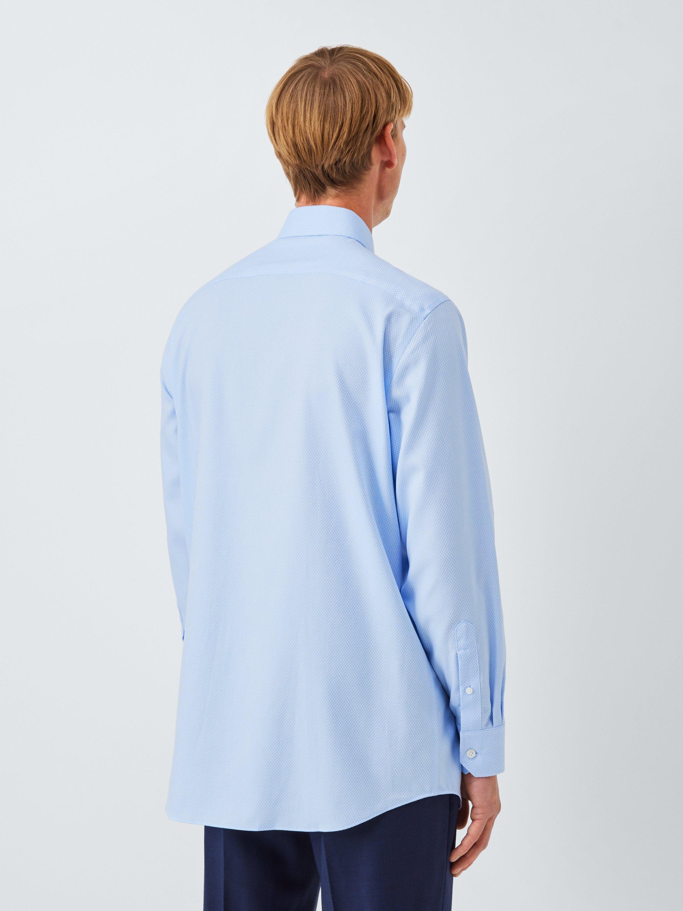 Product image 2 of 7, which shows John Lewis Regular Fit Spot Pattern Cotton Shirt, Blue, 15/R