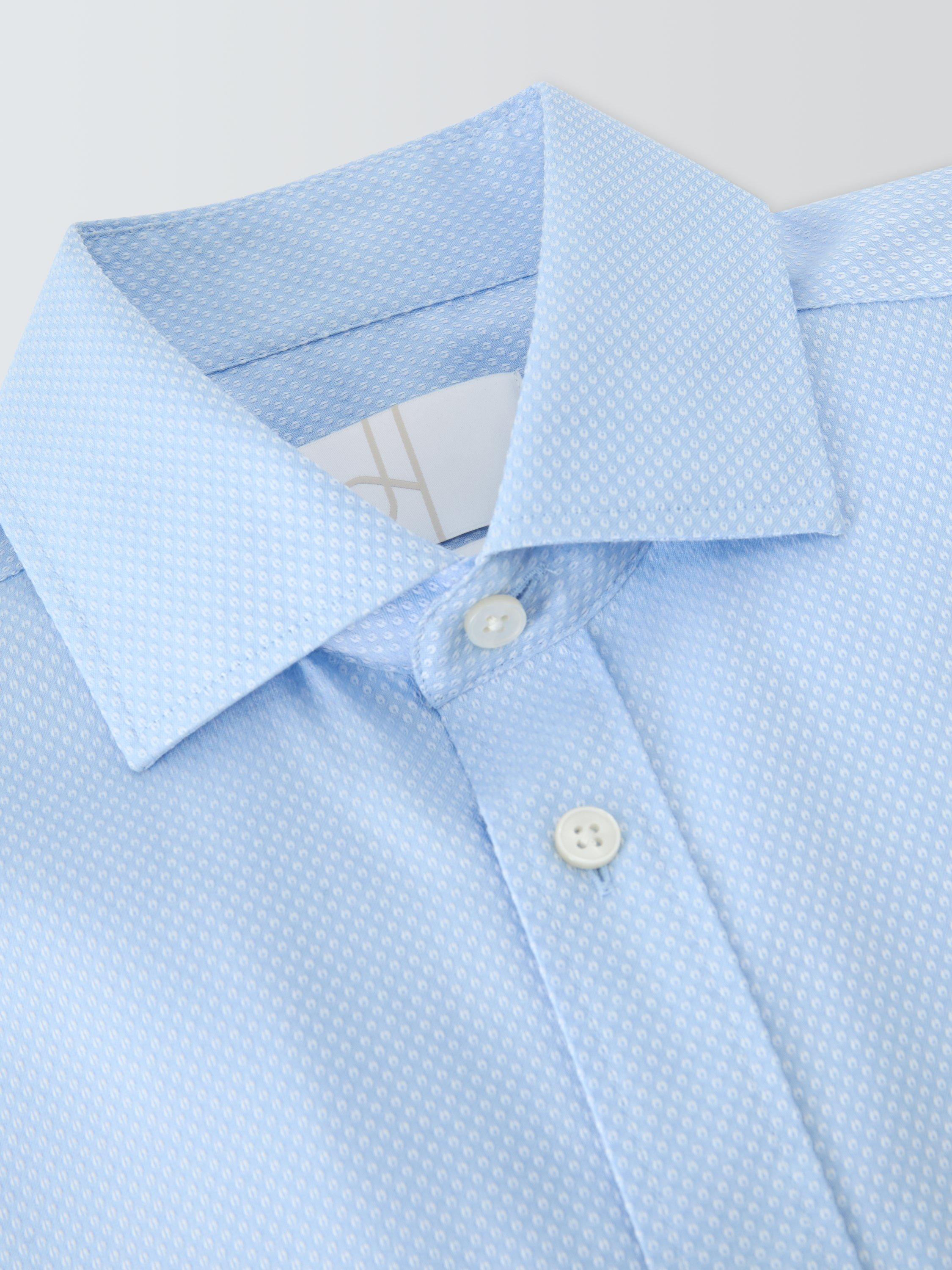 Product image 7 of 7, which shows John Lewis Regular Fit Spot Pattern Cotton Shirt, Blue, 15/R