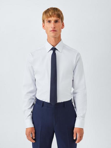 John Lewis Slim Fit Fine Stripe Shirt, White/Blue, White/Blue