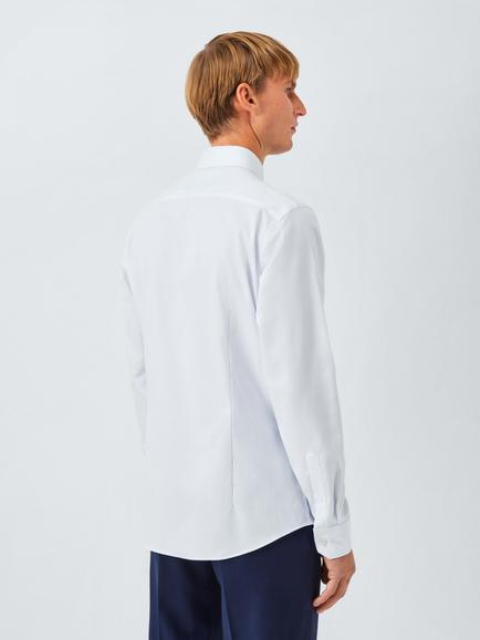 John Lewis Slim Fit Fine Stripe Shirt, White/Blue - view 2, White/Blue