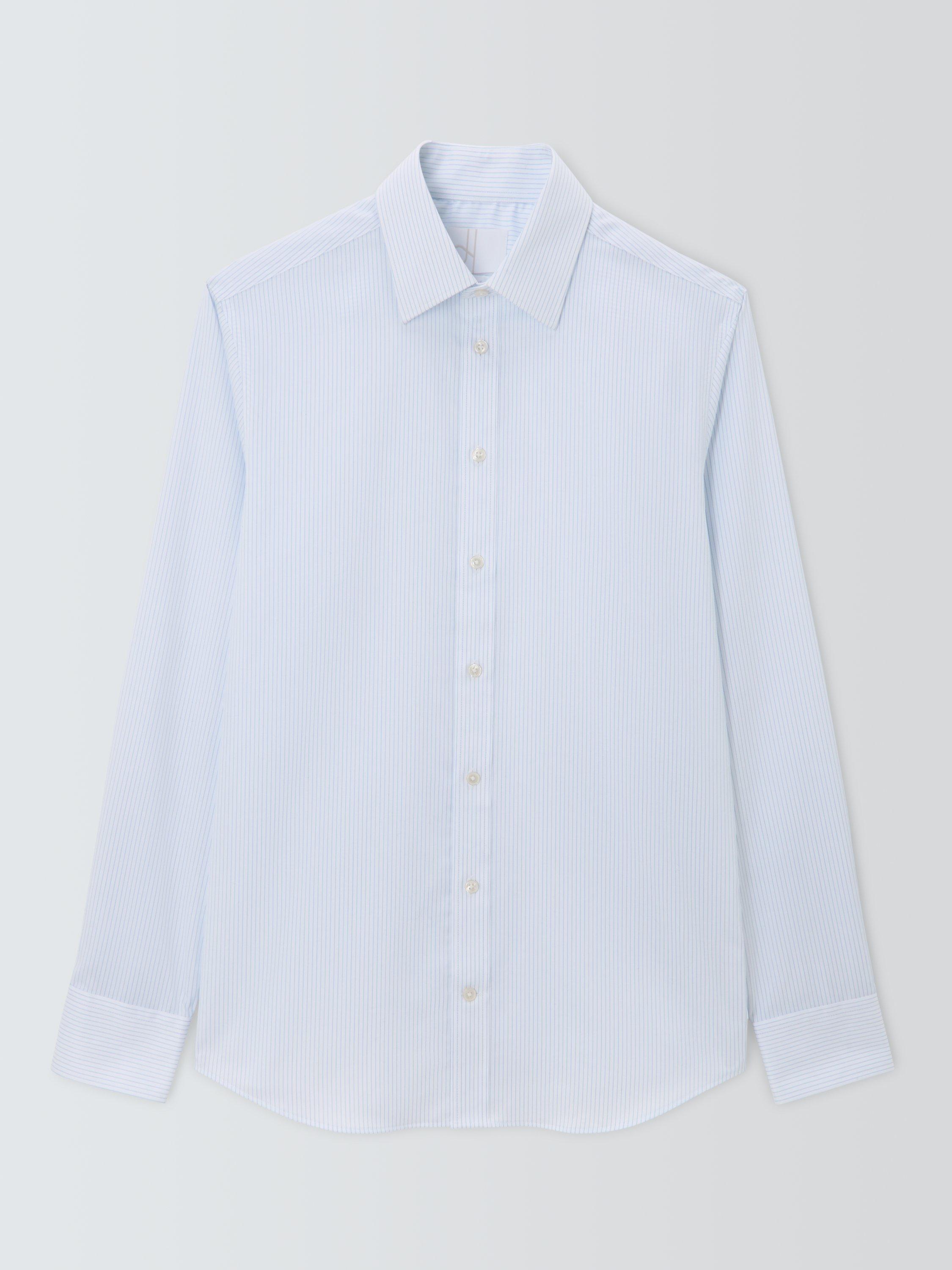 Product image 4 of 7, which shows John Lewis Slim Fit Fine Stripe Shirt, White/Blue, 14.5/R