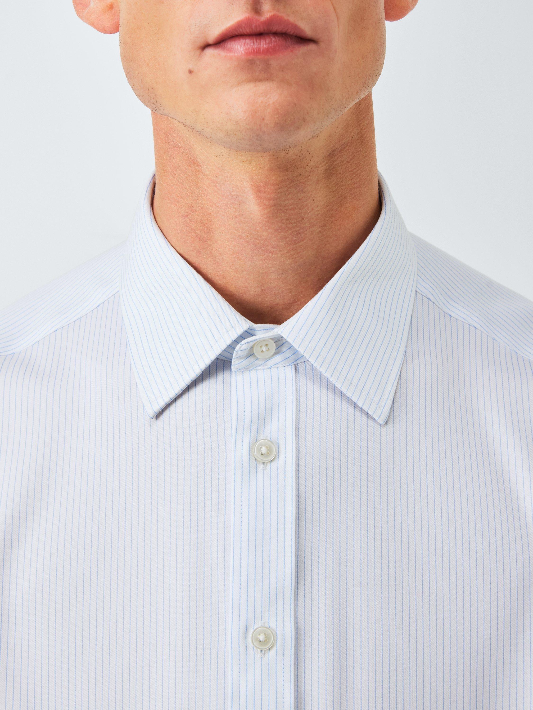 Product image 5 of 7, which shows John Lewis Slim Fit Fine Stripe Shirt, White/Blue, 14.5/R