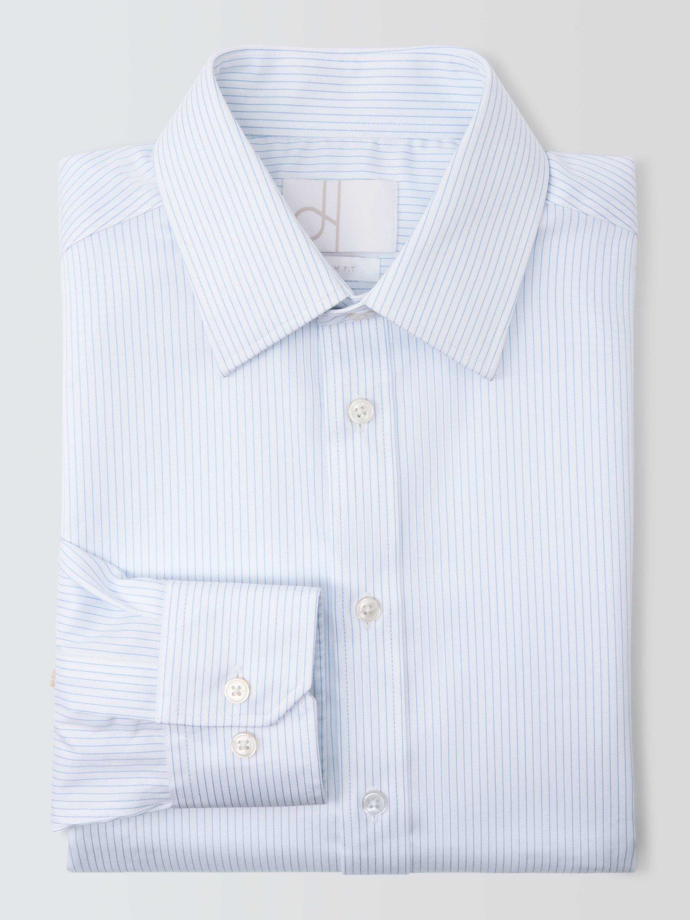 Product image 6 of 7, which shows John Lewis Slim Fit Fine Stripe Shirt, White/Blue, 14.5/R