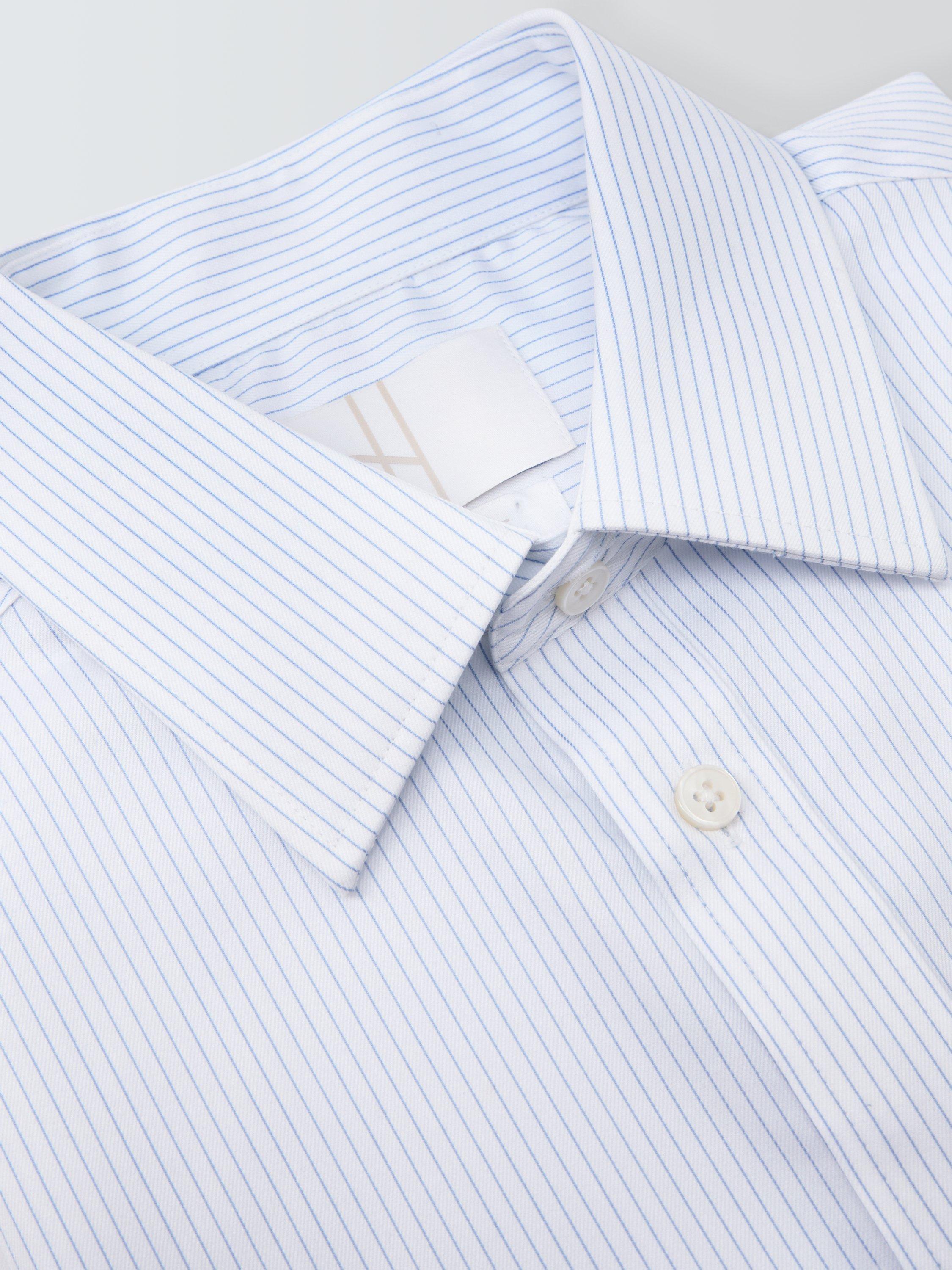 Product image 7 of 7, which shows John Lewis Slim Fit Fine Stripe Shirt, White/Blue, 14.5/R