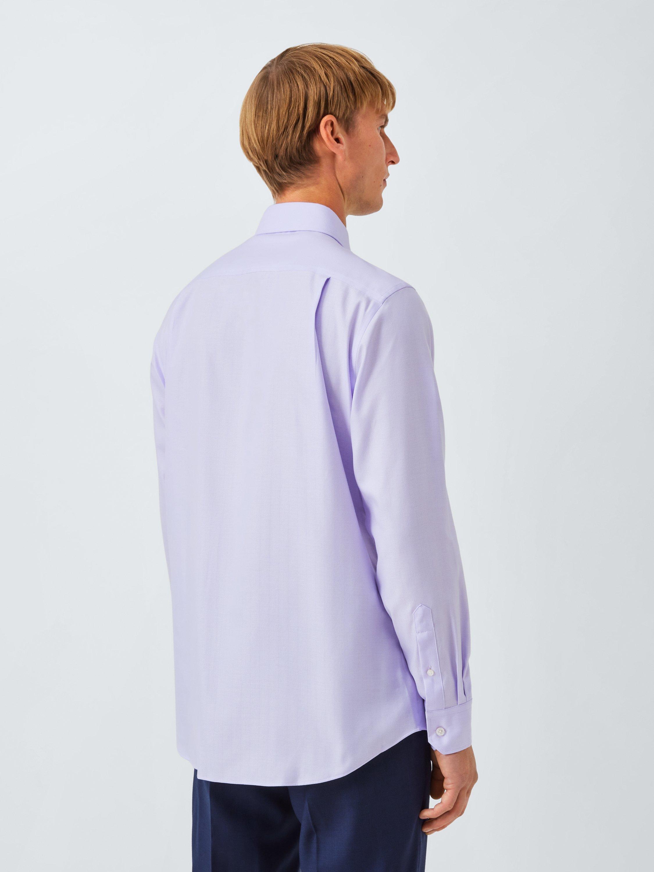 Product image 2 of 7, which shows John Lewis Tailored Fit Herringbone Shirt, Lilac, 15/R