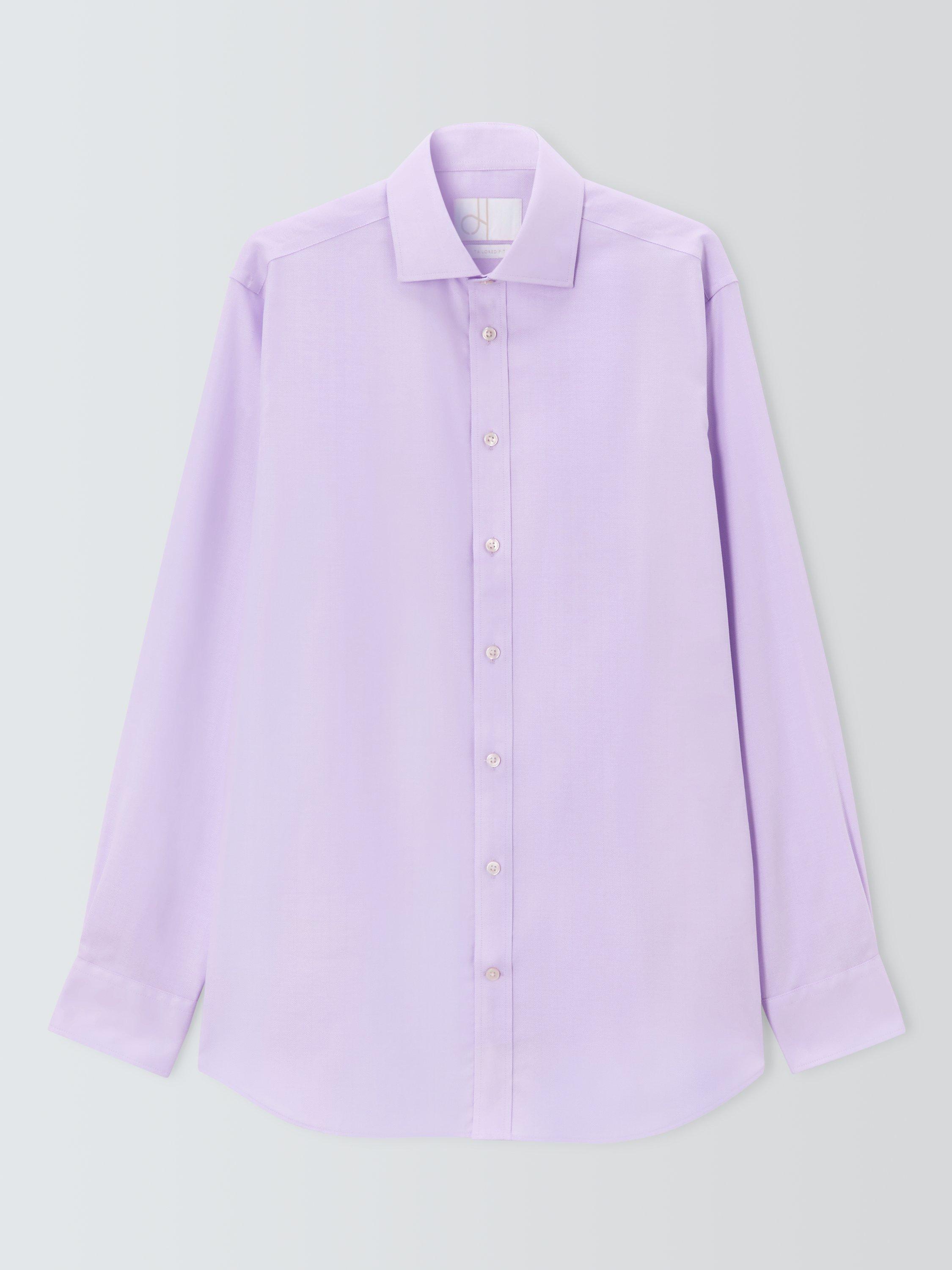 Product image 4 of 7, which shows John Lewis Tailored Fit Herringbone Shirt, Lilac, 15/R