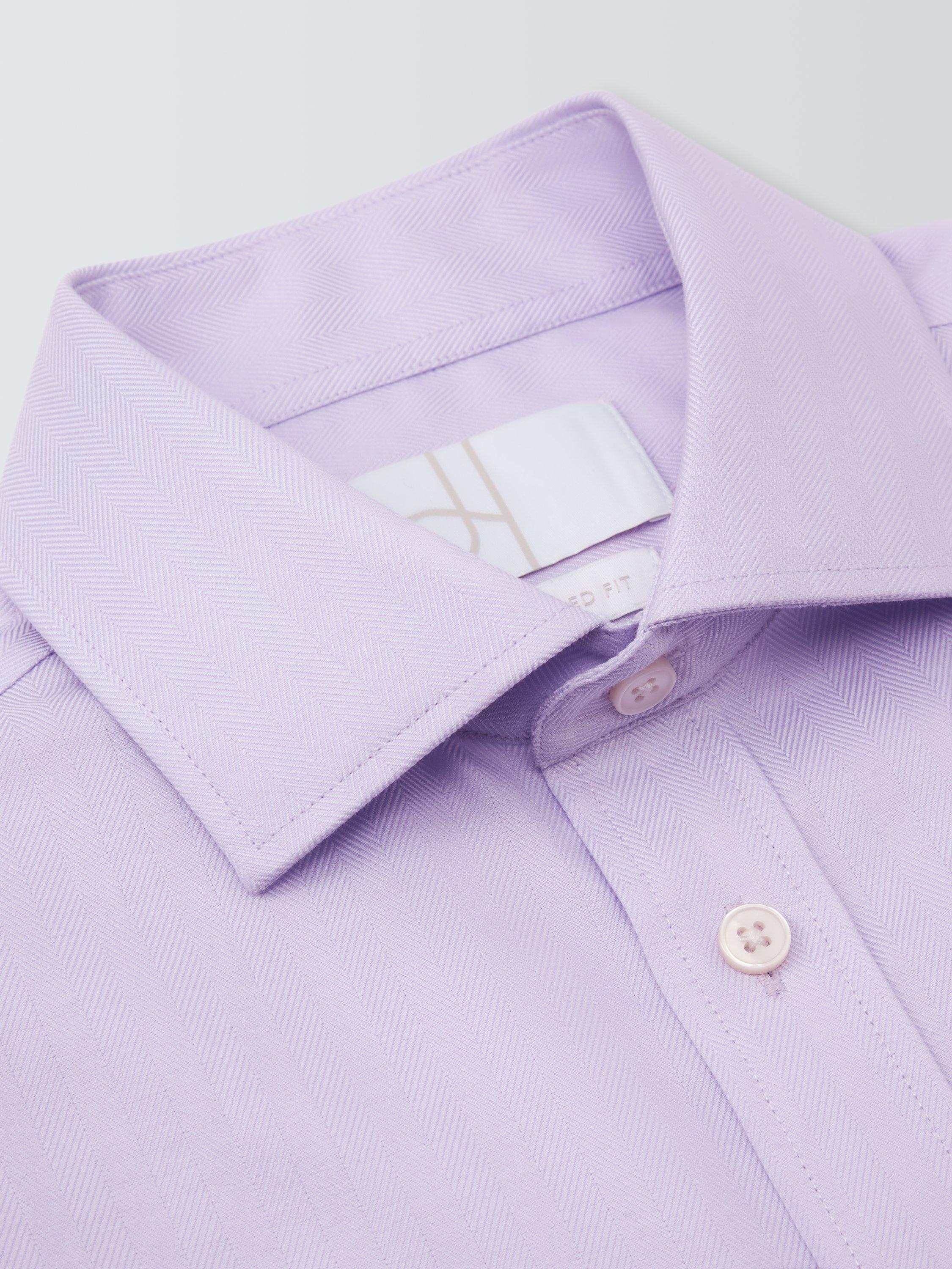 Product image 7 of 7, which shows John Lewis Tailored Fit Herringbone Shirt, Lilac, 15/R