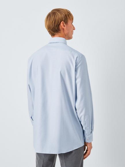 John Lewis Regular Fit Stripe Cotton Shirt - view 2, Blue