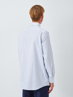 John Lewis Regular Fit Button Down Collar Check Cotton Shirt - view 2, Blue + White