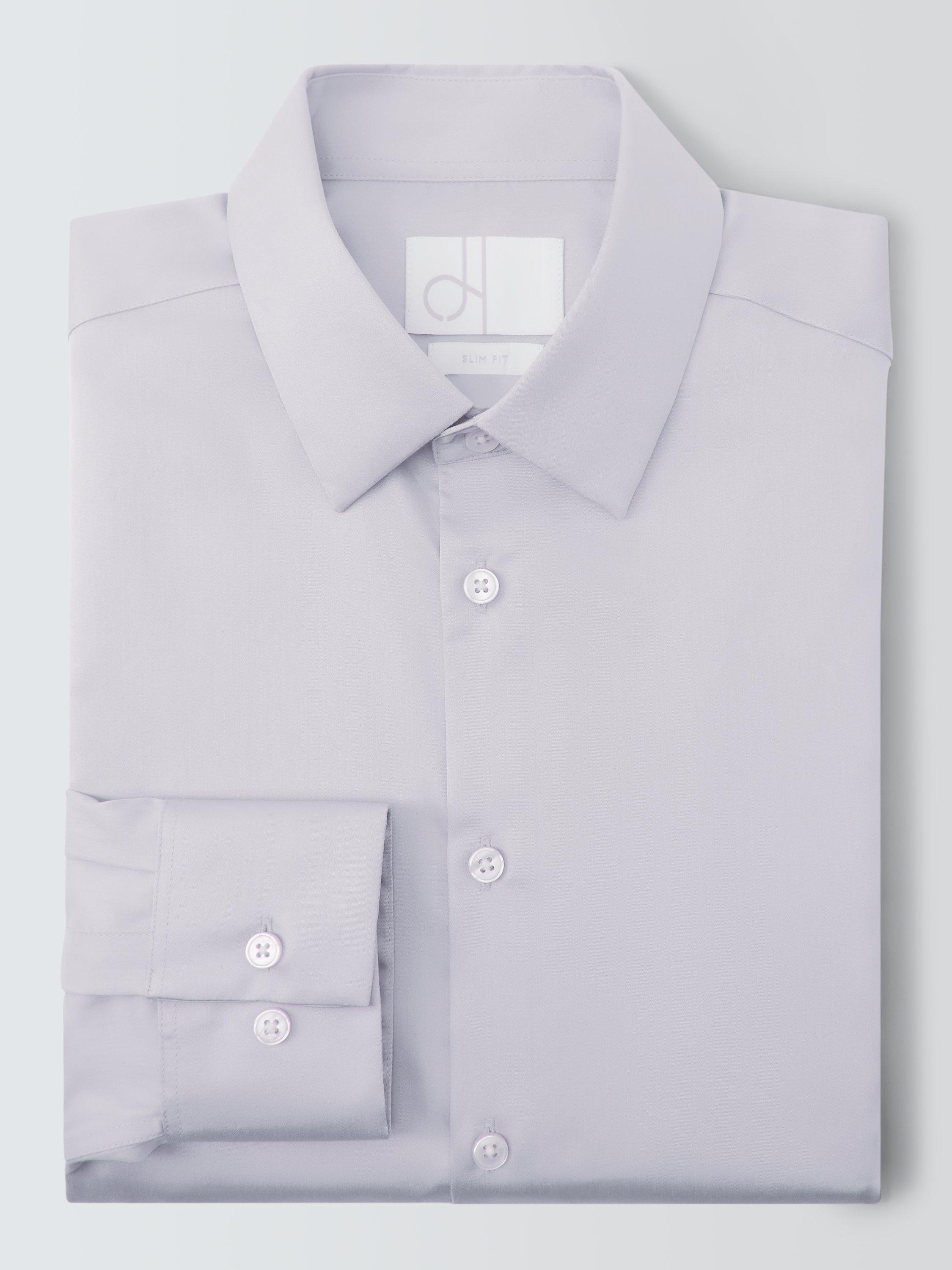 Product image 5 of 6, which shows John Lewis Slim Fit Sateen Shirt, Grey, 14.5R