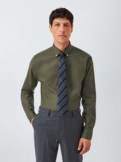 John Lewis Slim Fit Twill Button Down Shirt, Olive Green, Olive Green