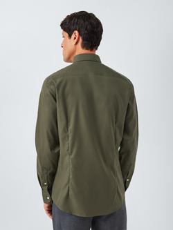 John Lewis Slim Fit Twill Button Down Shirt, Olive Green - view 2, Olive Green