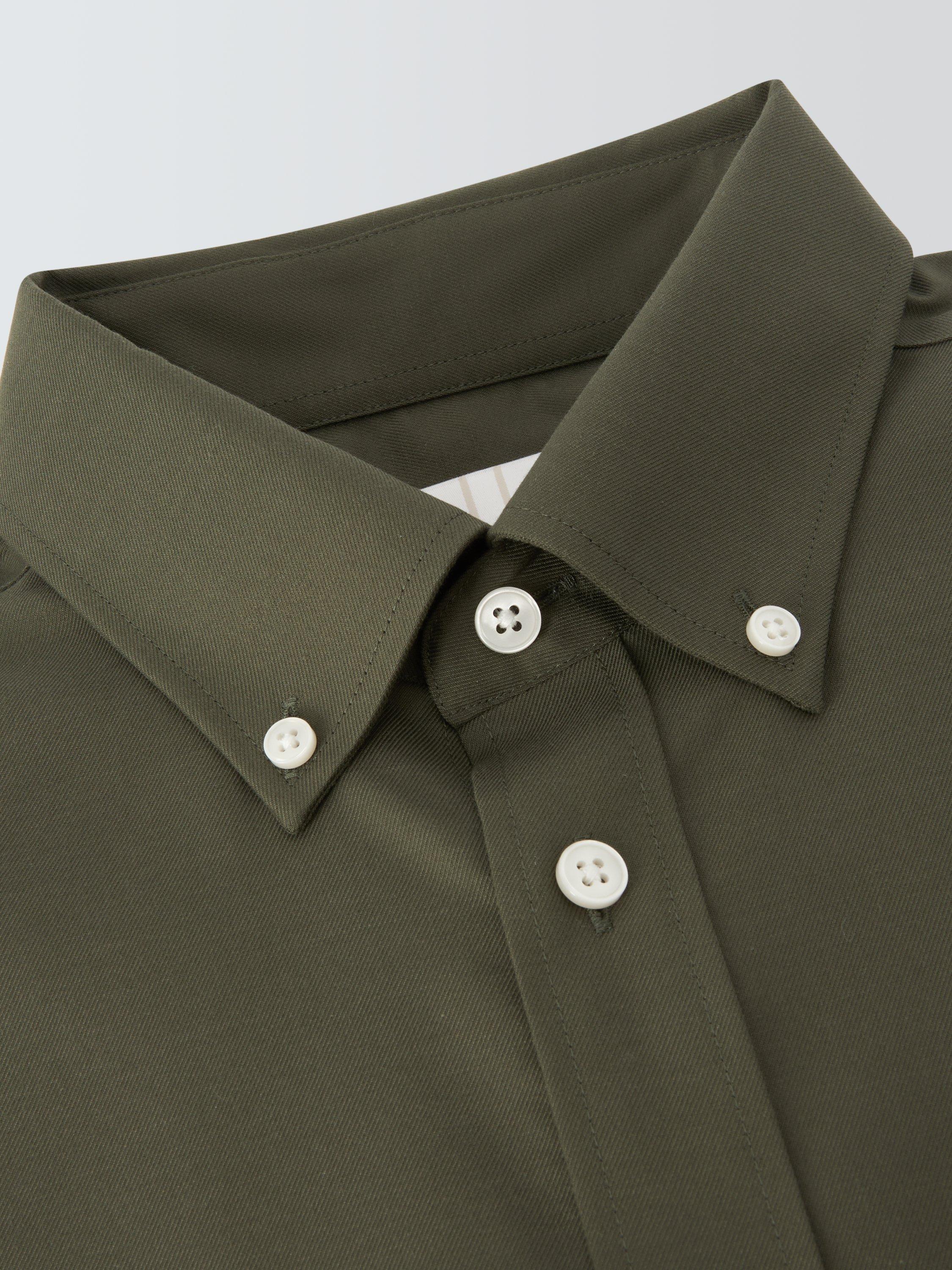 Product image 5 of 7, which shows John Lewis Slim Fit Twill Button Down Shirt, Olive Green, 15/R