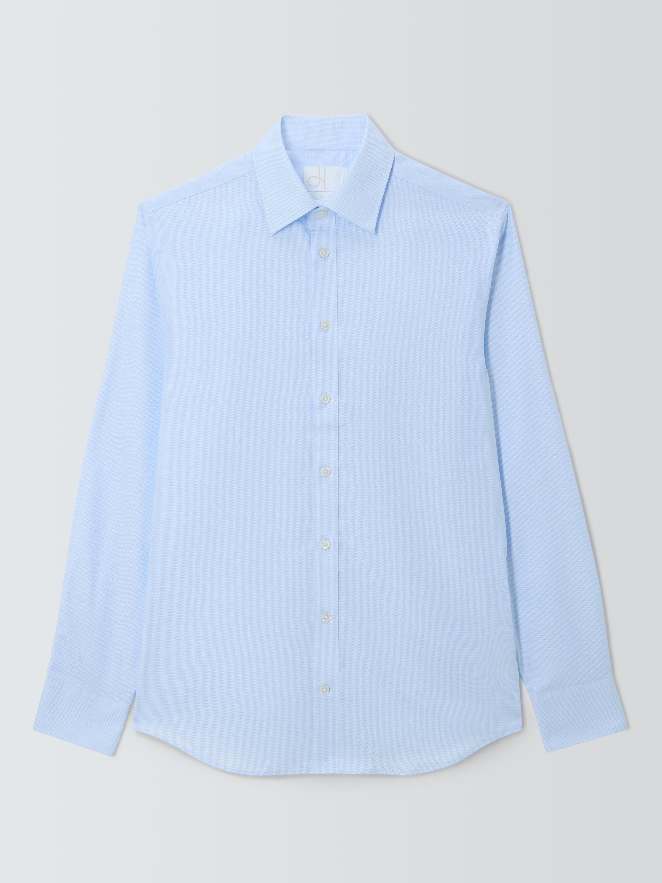 Product image 4 of 7, which shows John Lewis Slim Fit Dogtooth Cotton Shirt, Blue, 15/R