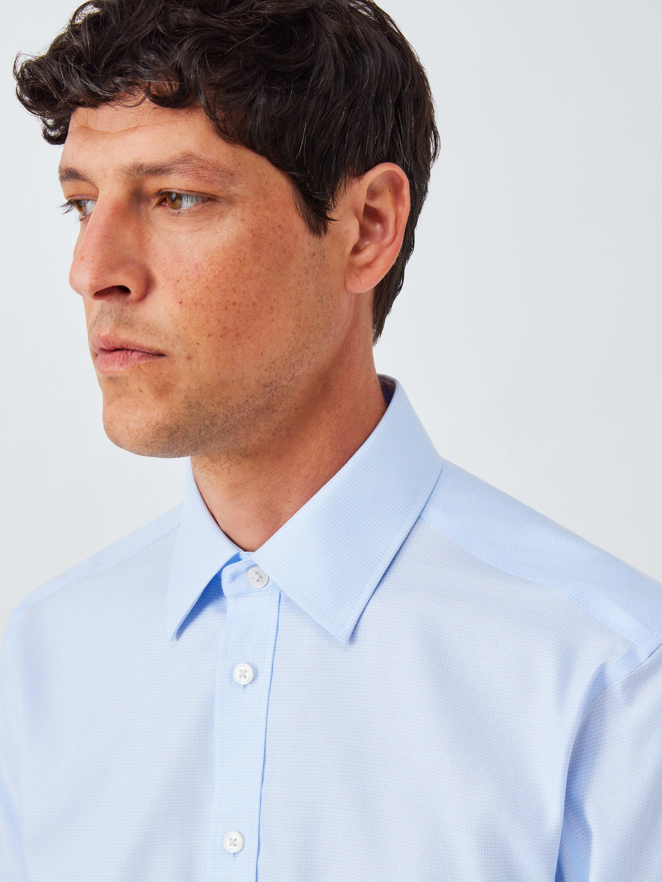 Product image 5 of 7, which shows John Lewis Slim Fit Dogtooth Cotton Shirt, Blue, 15/R
