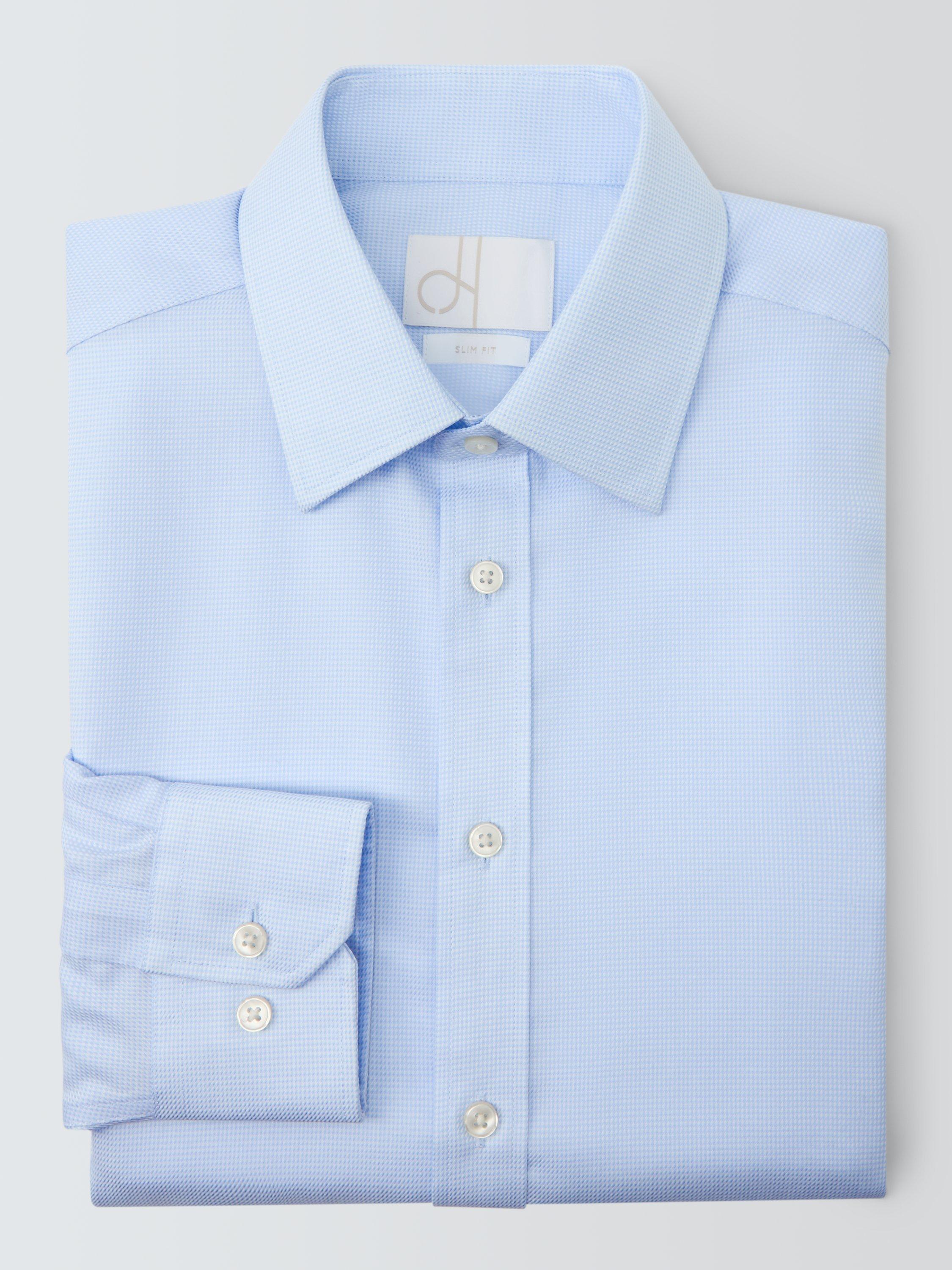 Product image 6 of 7, which shows John Lewis Slim Fit Dogtooth Cotton Shirt, Blue, 15/R