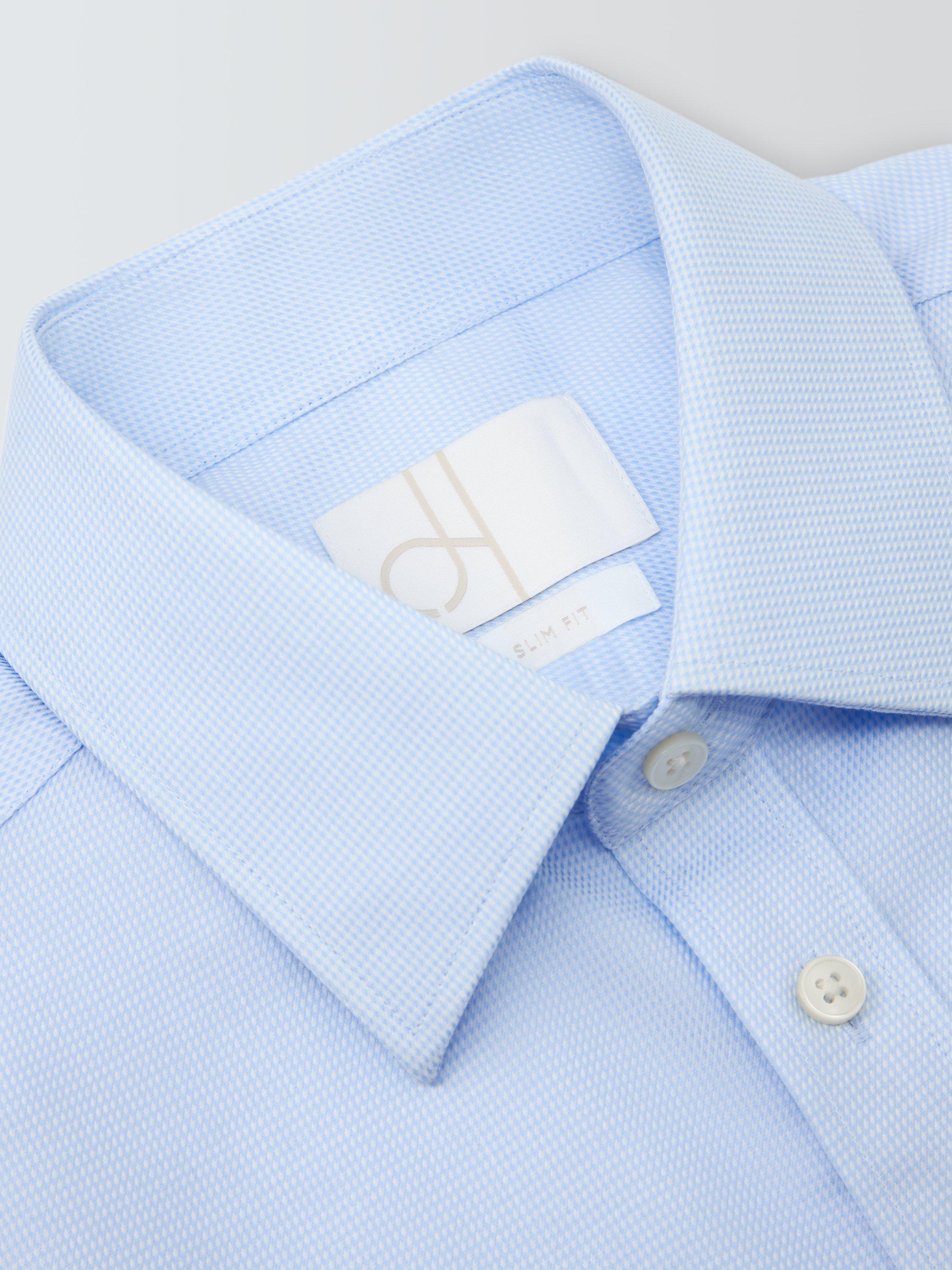 Product image 7 of 7, which shows John Lewis Slim Fit Dogtooth Cotton Shirt, Blue, 15/R